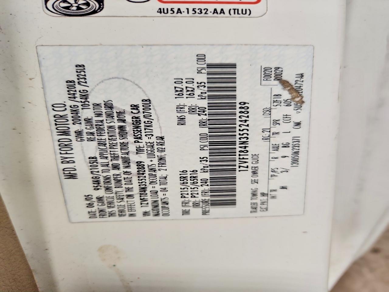 2005 FORD MUSTANG photo 12