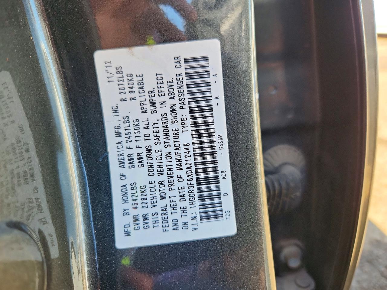2013 HONDA ACCORD EXL photo 13