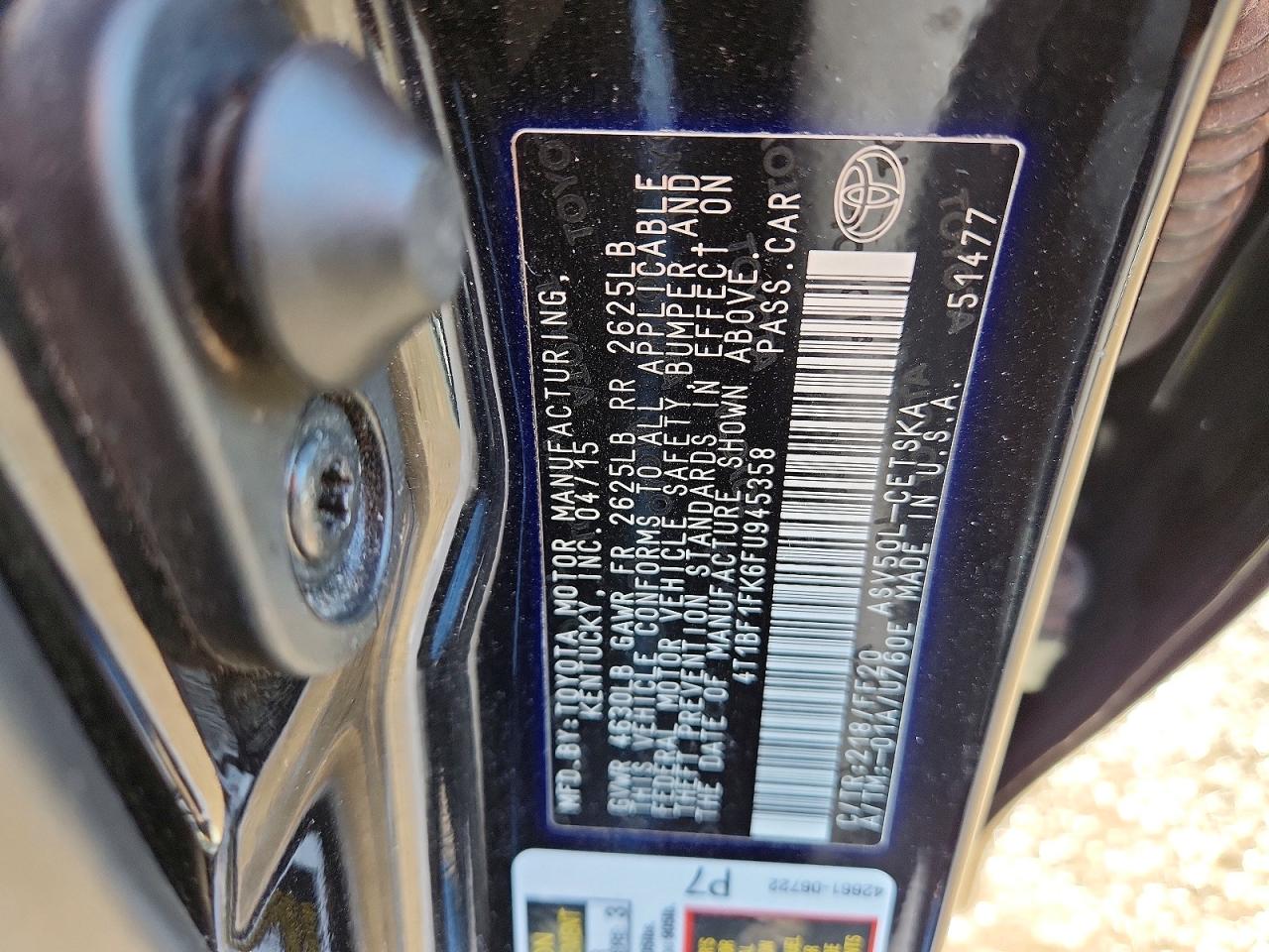 2015 TOYOTA CAMRY SE photo 12