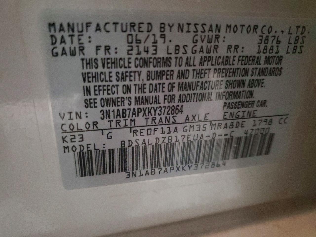 2019 NISSAN SENTRA SV photo 23