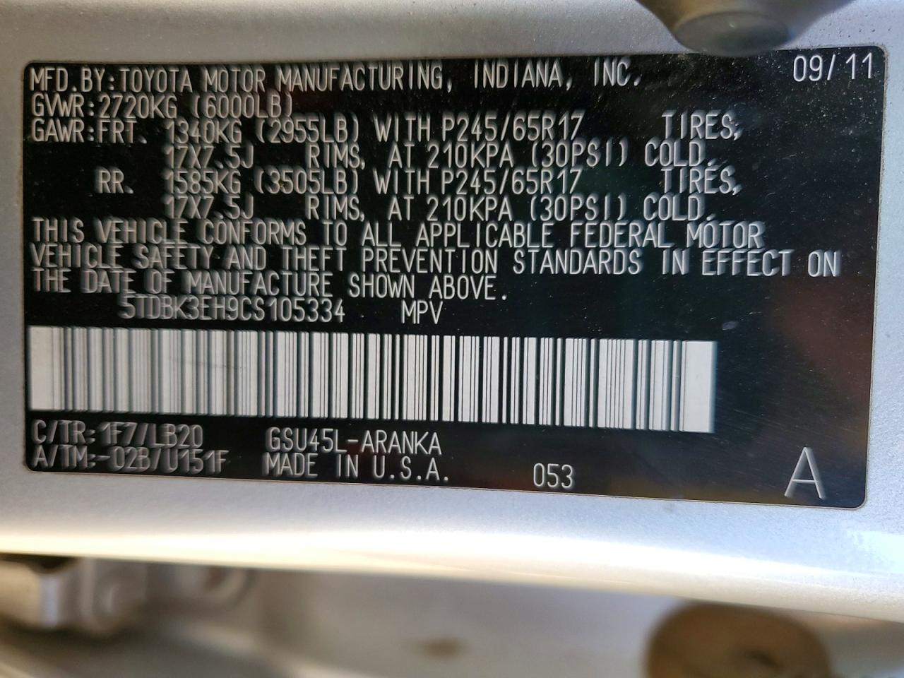2012 TOYOTA HIGHLANDER SE photo 13