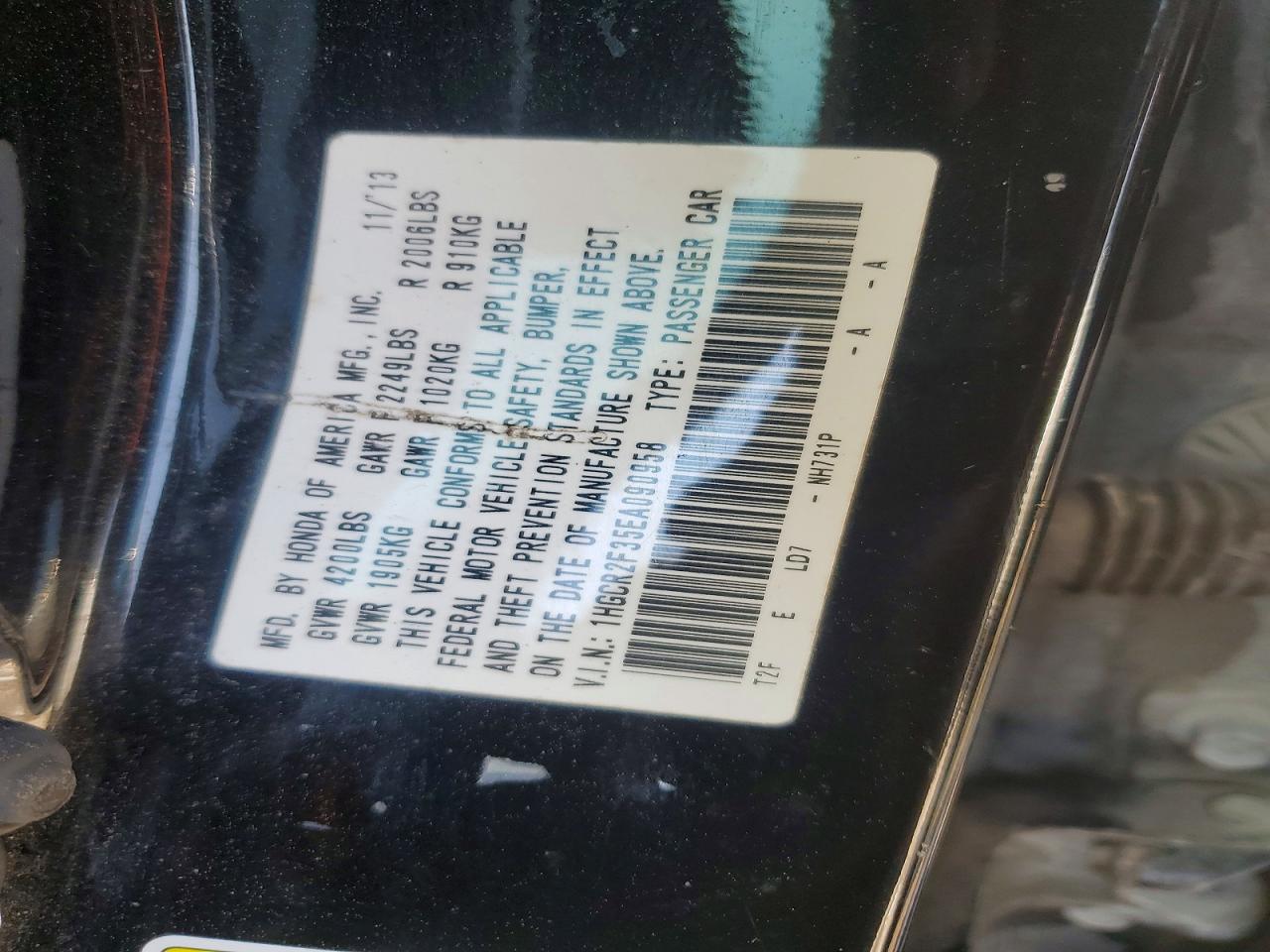 2014 HONDA ACCORD LX photo 25