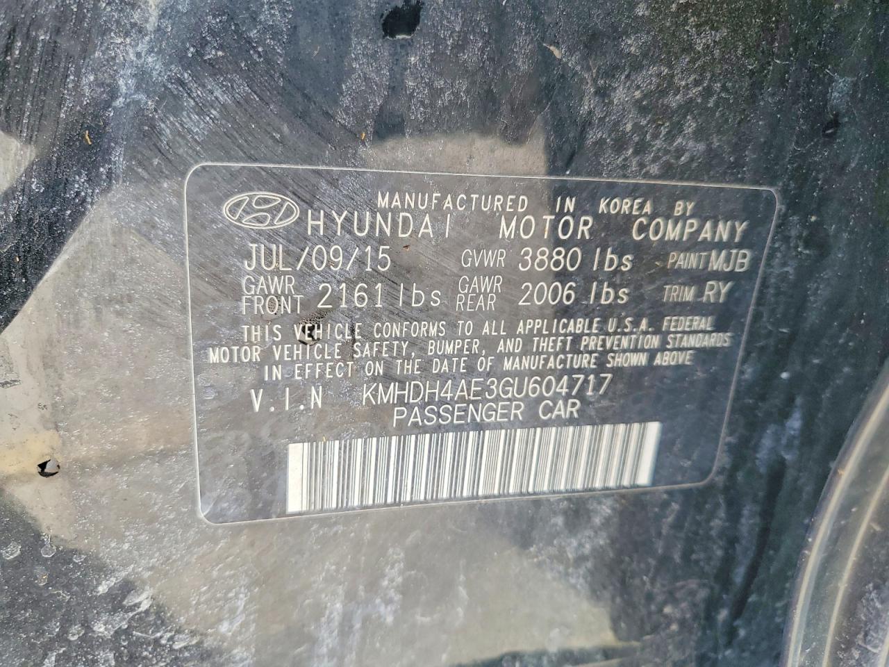 2016 HYUNDAI ELANTRA LIMITED photo 25