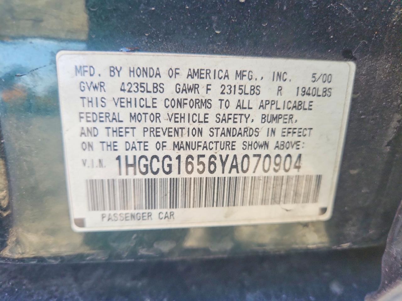 2000 HONDA ACCORD EX photo 23