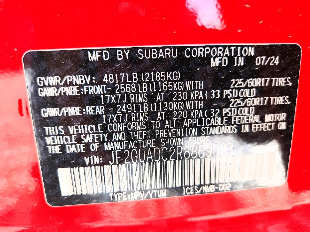 2024 SUBARU CROSSTREK PREMIUM photo 40
