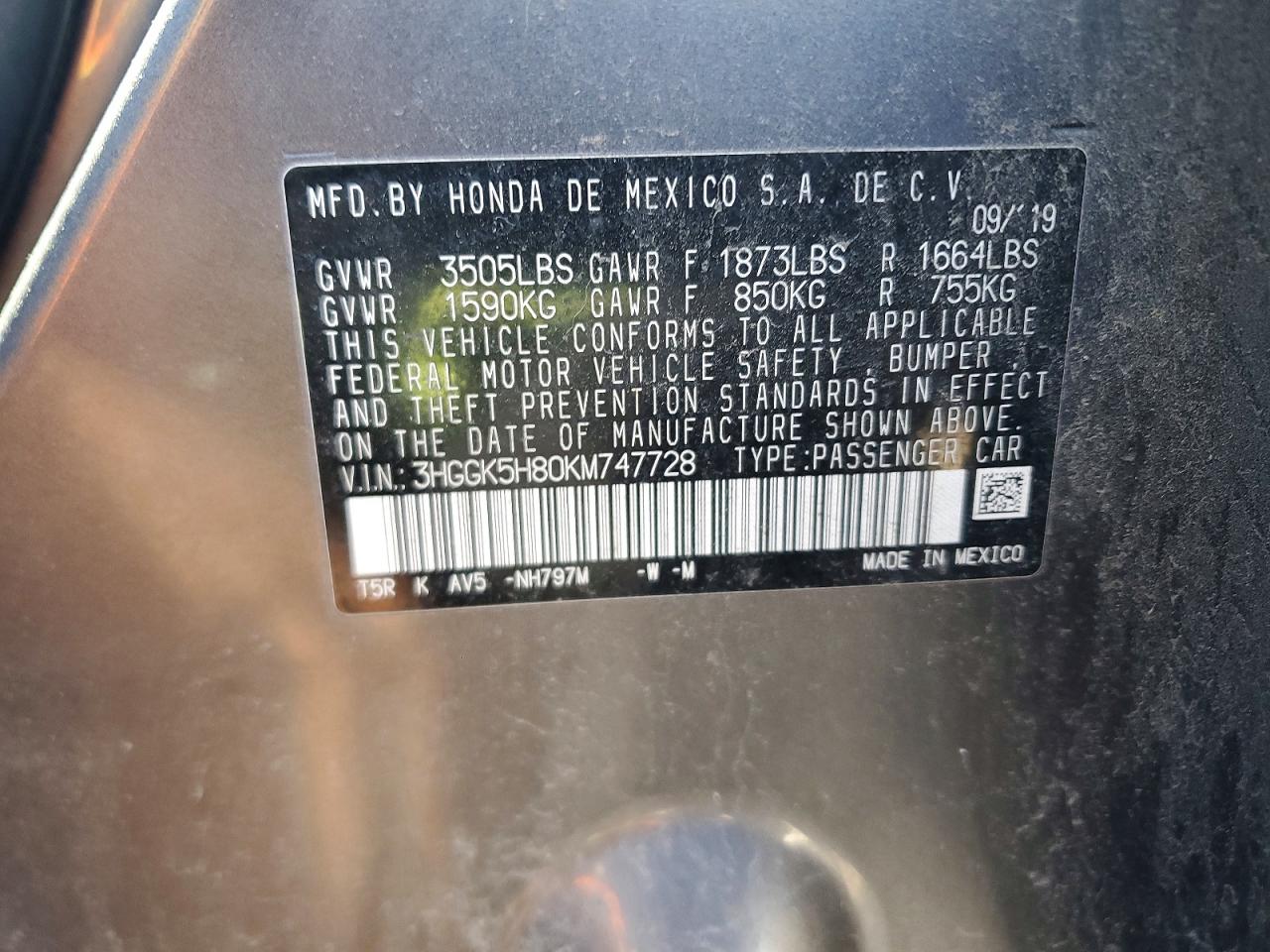2019 HONDA FIT EX photo 12