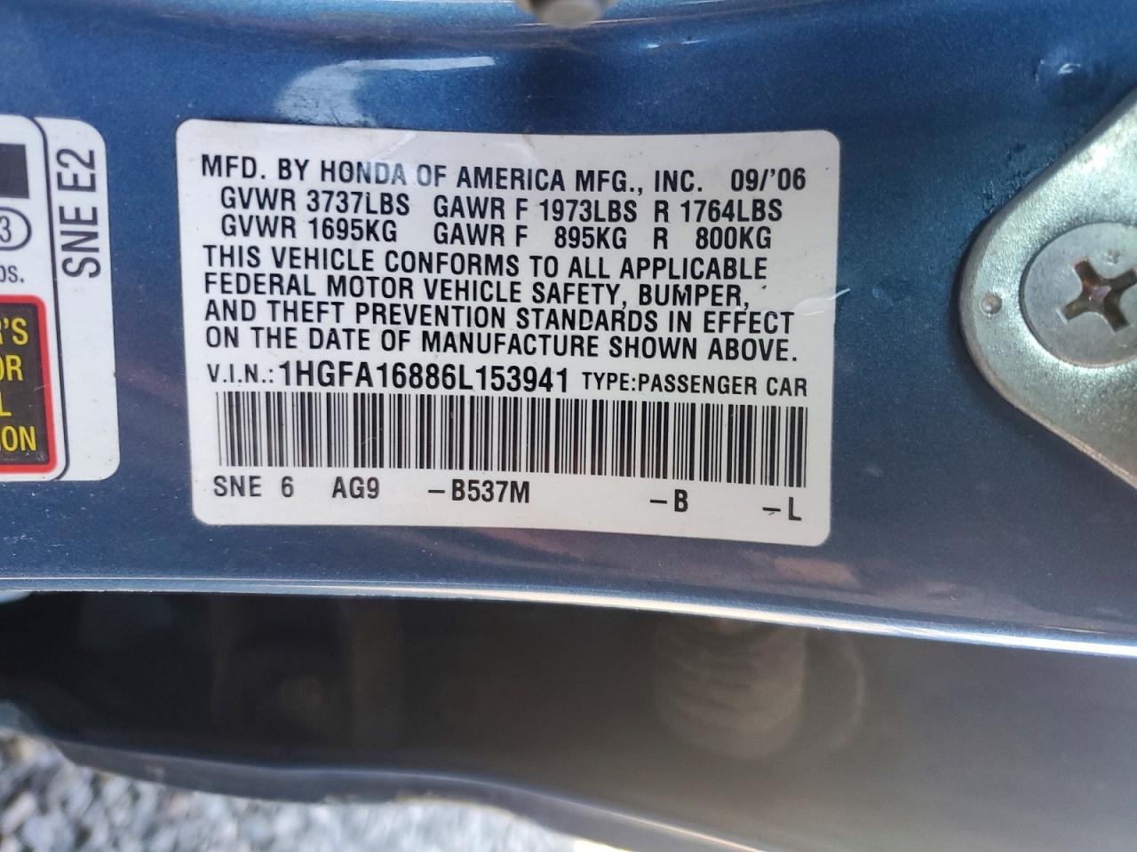 2006 HONDA CIVIC EX photo 34