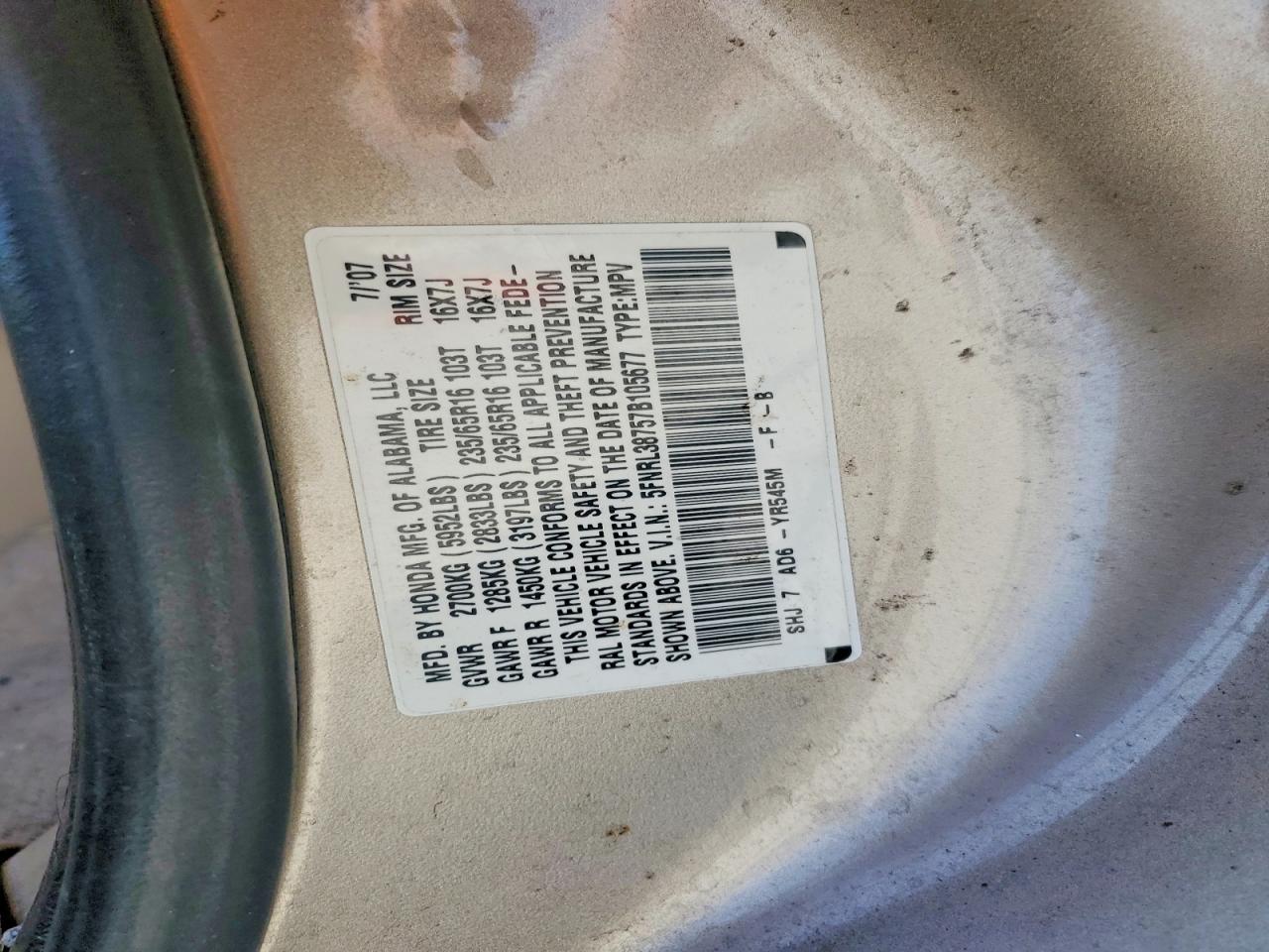 2007 HONDA ODYSSEY EXL photo 27