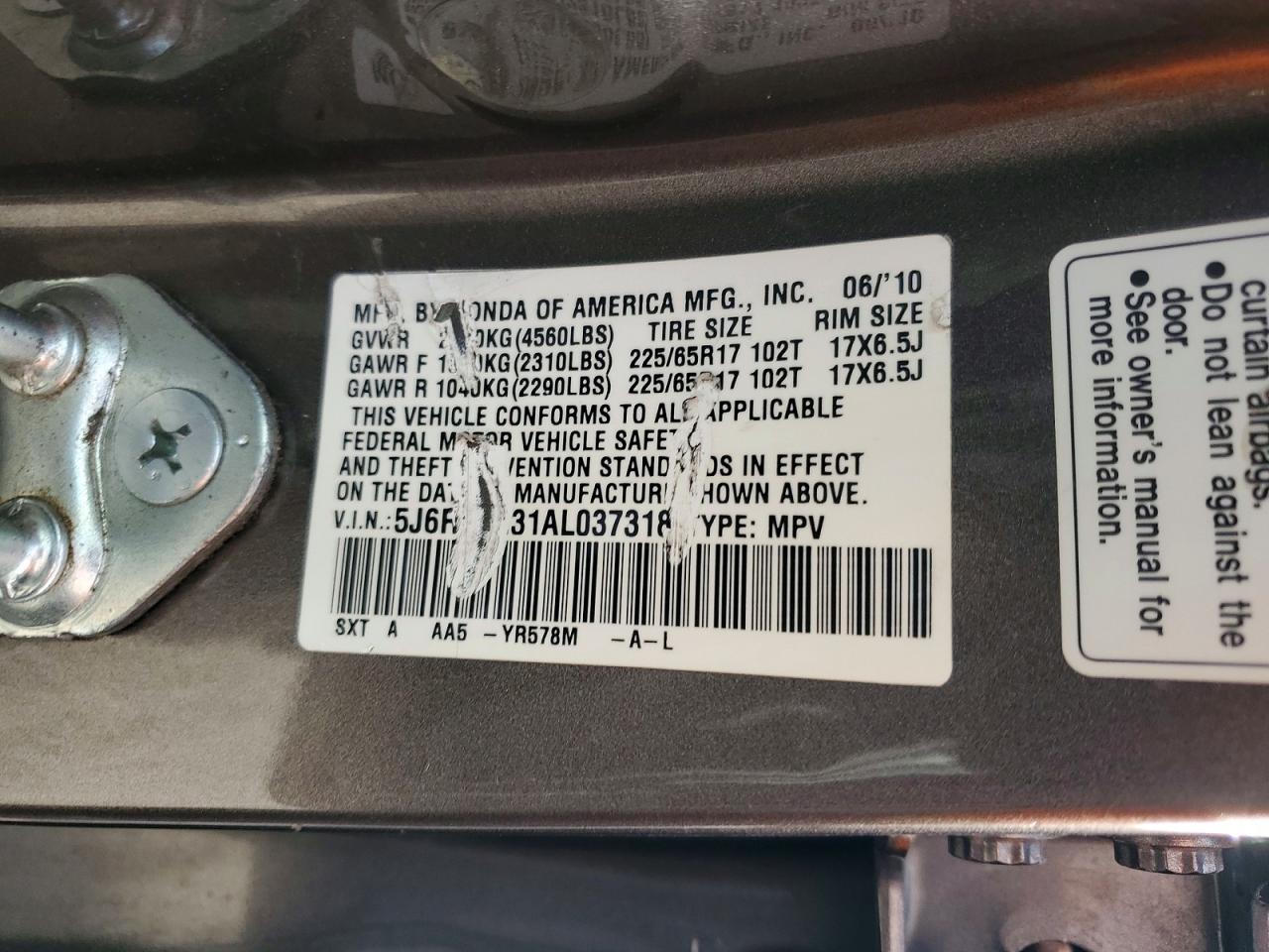 2010 HONDA CR-V photo 37