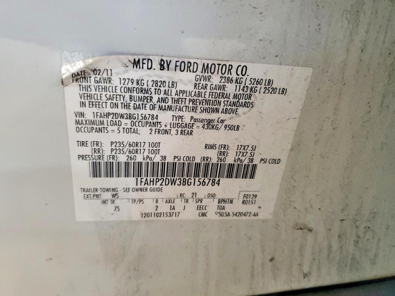 2011 FORD TAURUS SE photo 12