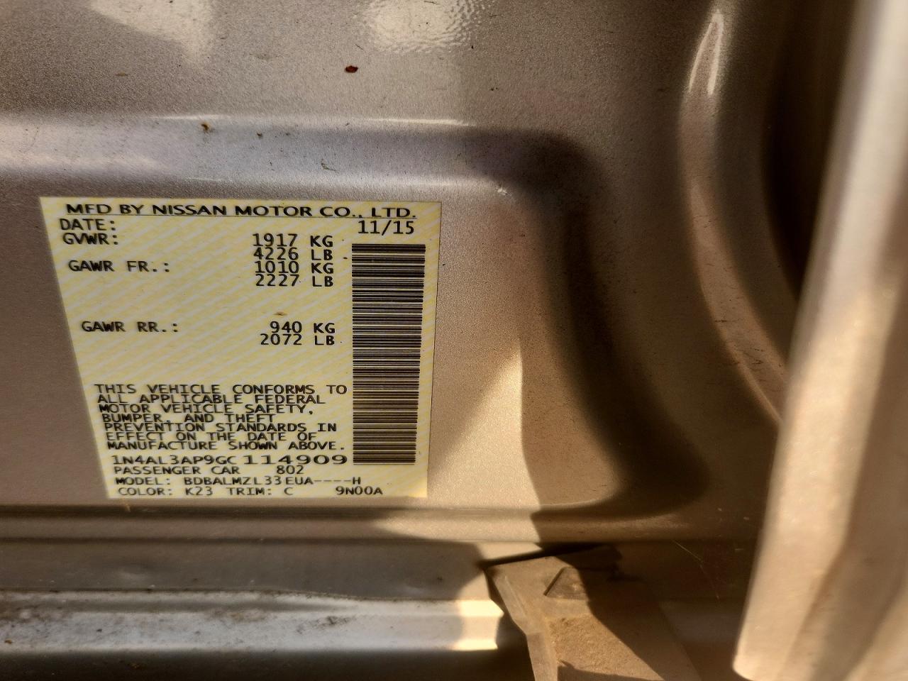 2016 NISSAN ALTIMA 2.5 SV photo 23