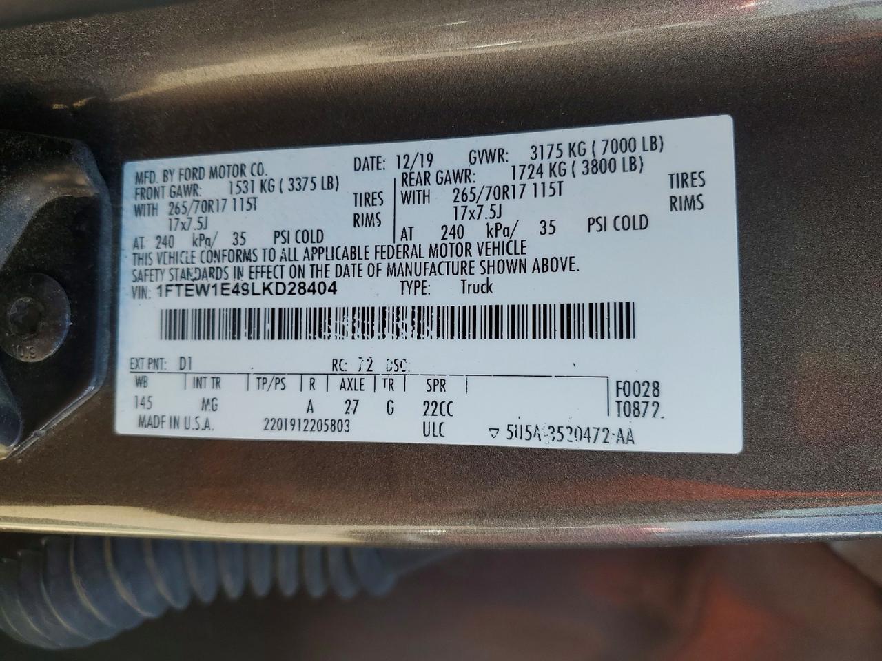 2020 FORD F150 SUPERCREW photo 13