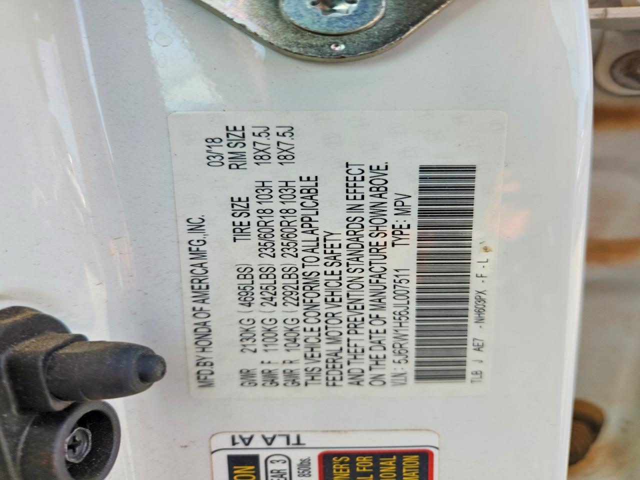 2018 HONDA CR-V EX photo 37