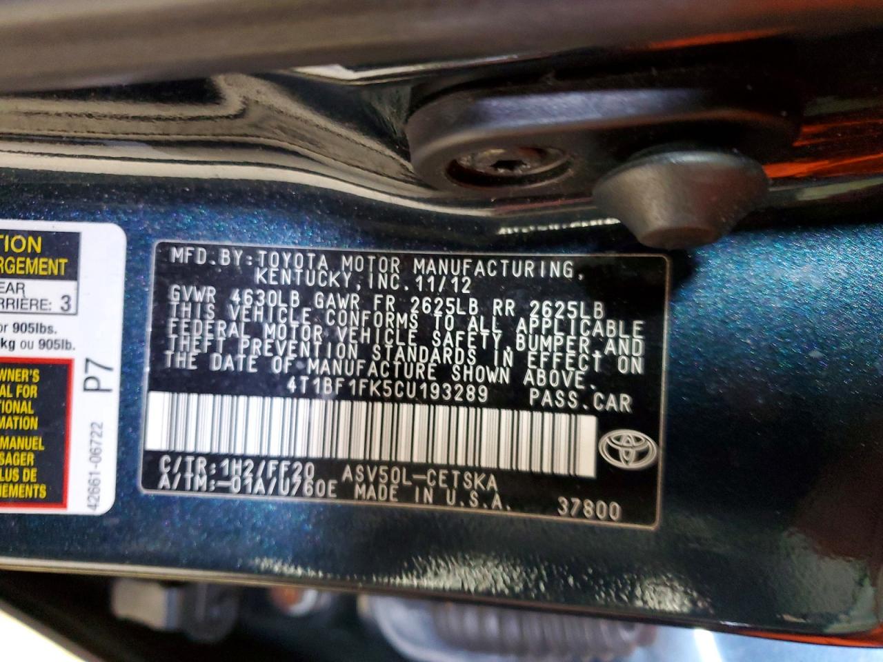 2012 TOYOTA CAMRY SE photo 23