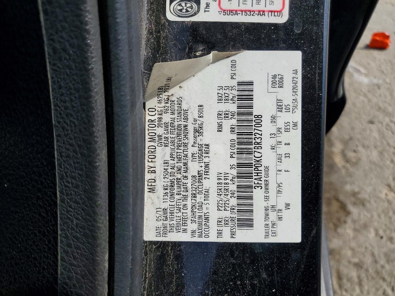 2011 FORD FUSION SPORT photo 23