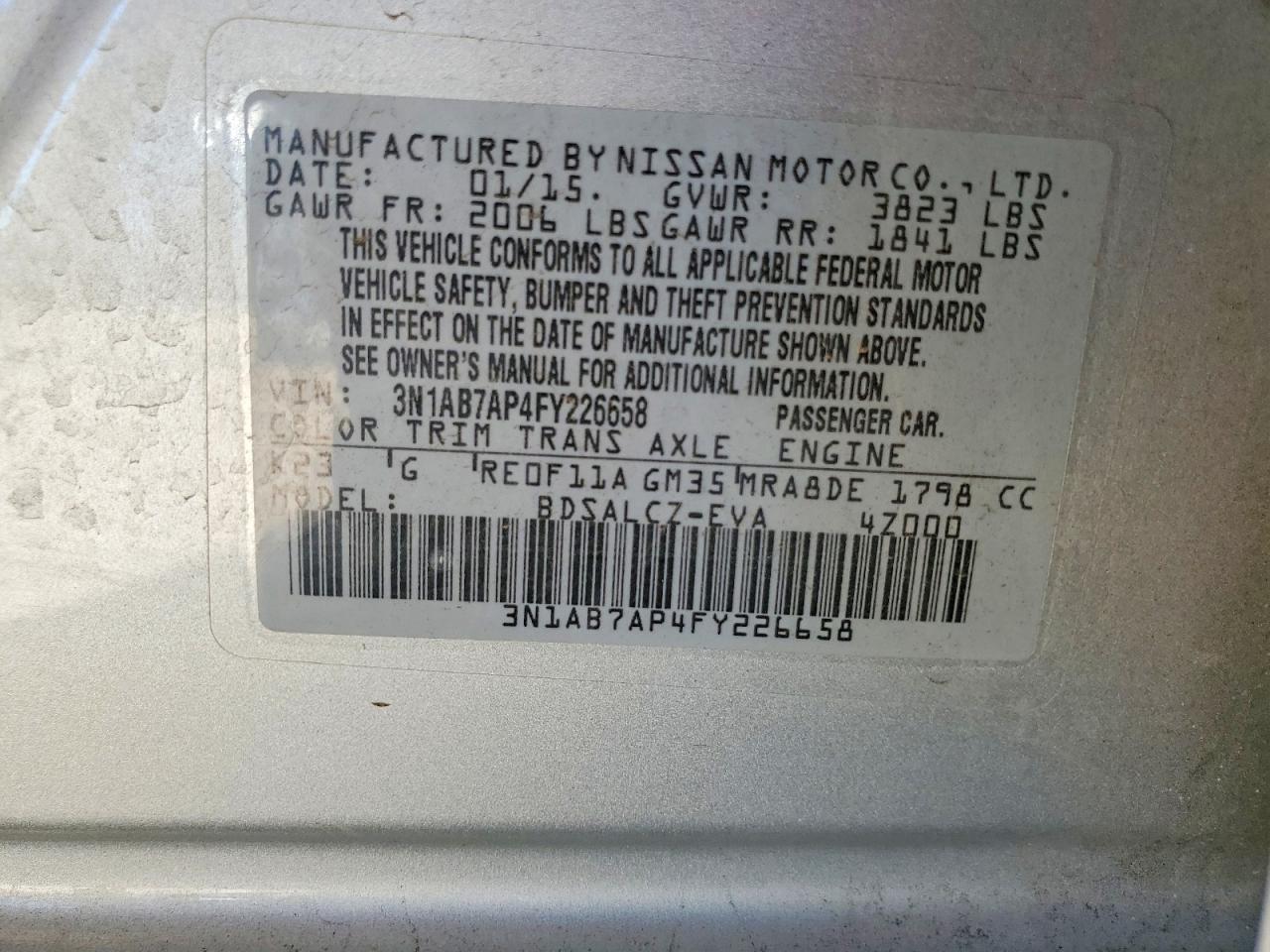 2015 NISSAN SENTRA S photo 23