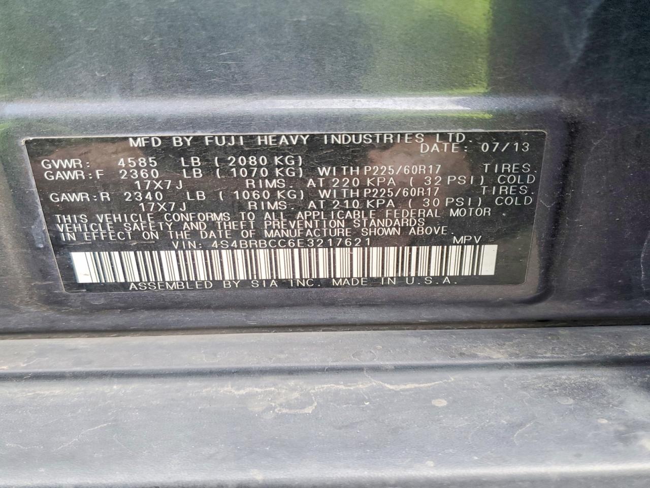 2014 SUBARU OUTBACK 2.5I PREMIUM photo 14
