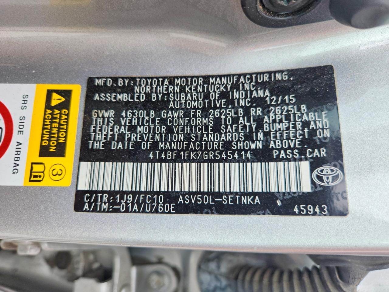 2016 TOYOTA CAMRY LE photo 34