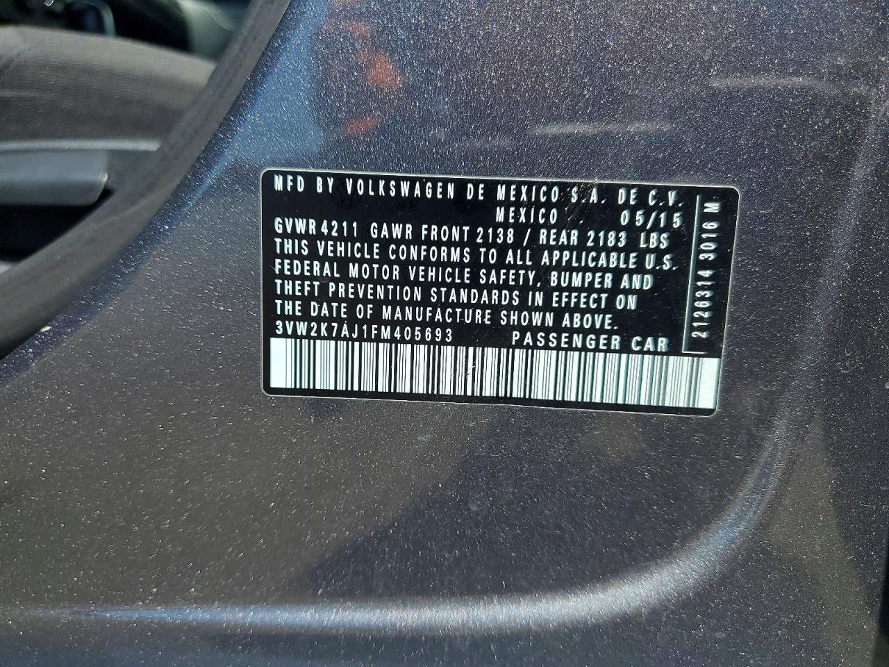 2015 VOLKSWAGEN JETTA BASE photo 12