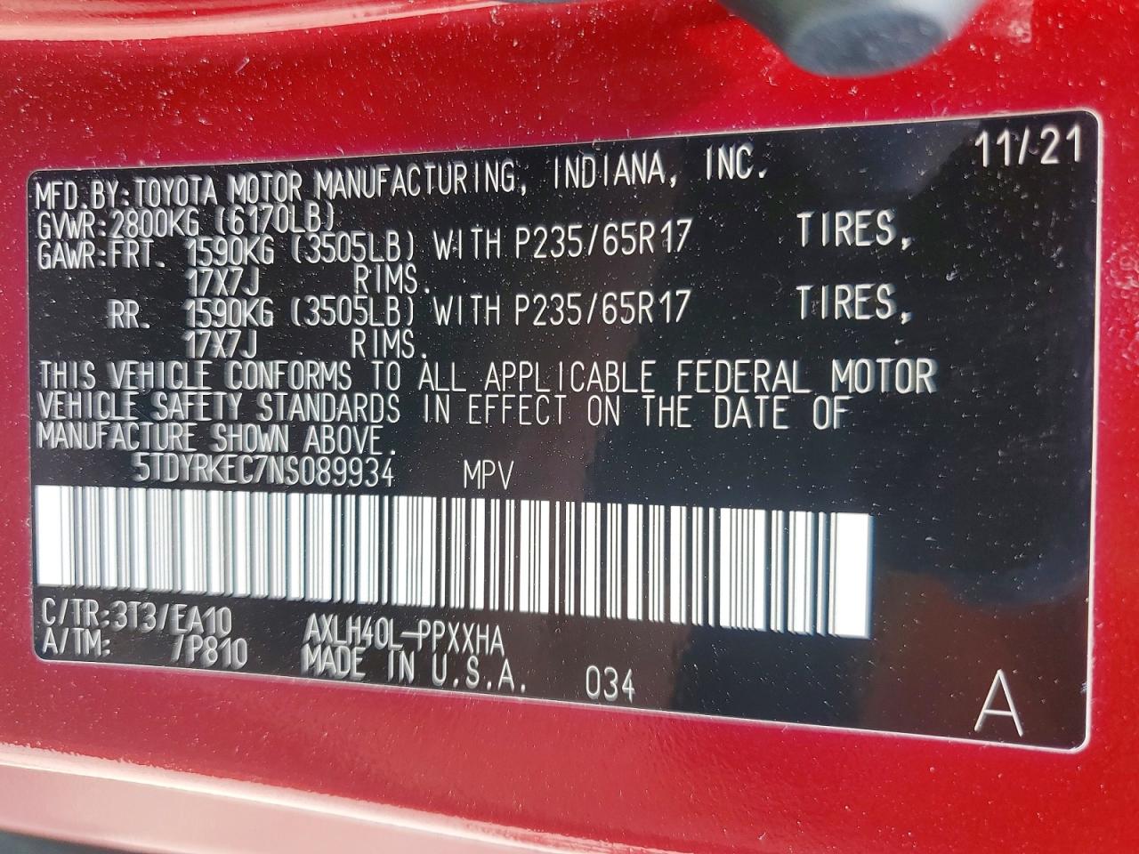 2022 TOYOTA SIENNA XLE 8-PASSENGER photo 27
