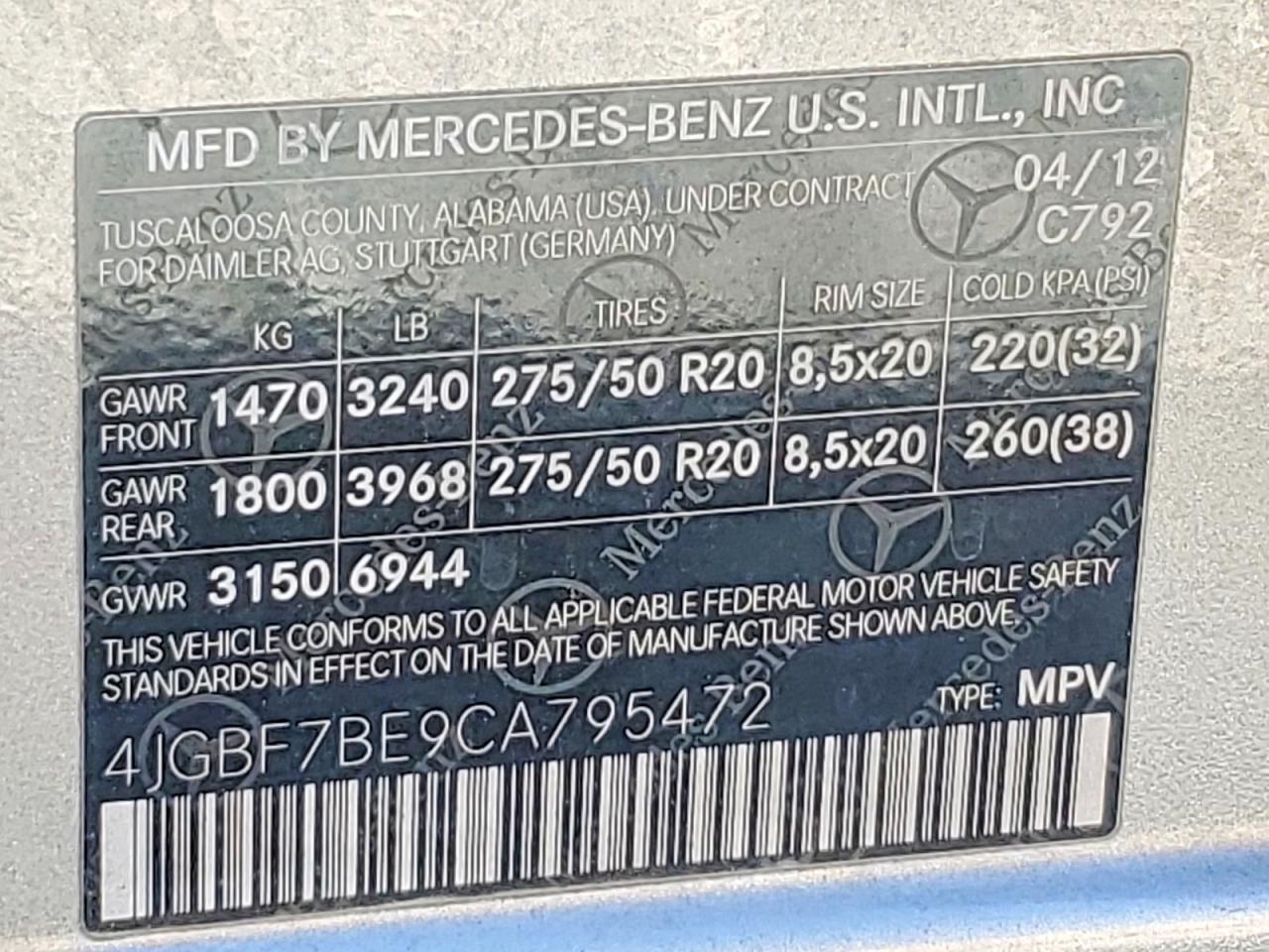 2012 MERCEDES-BENZ GL 450 4MATIC photo 13
