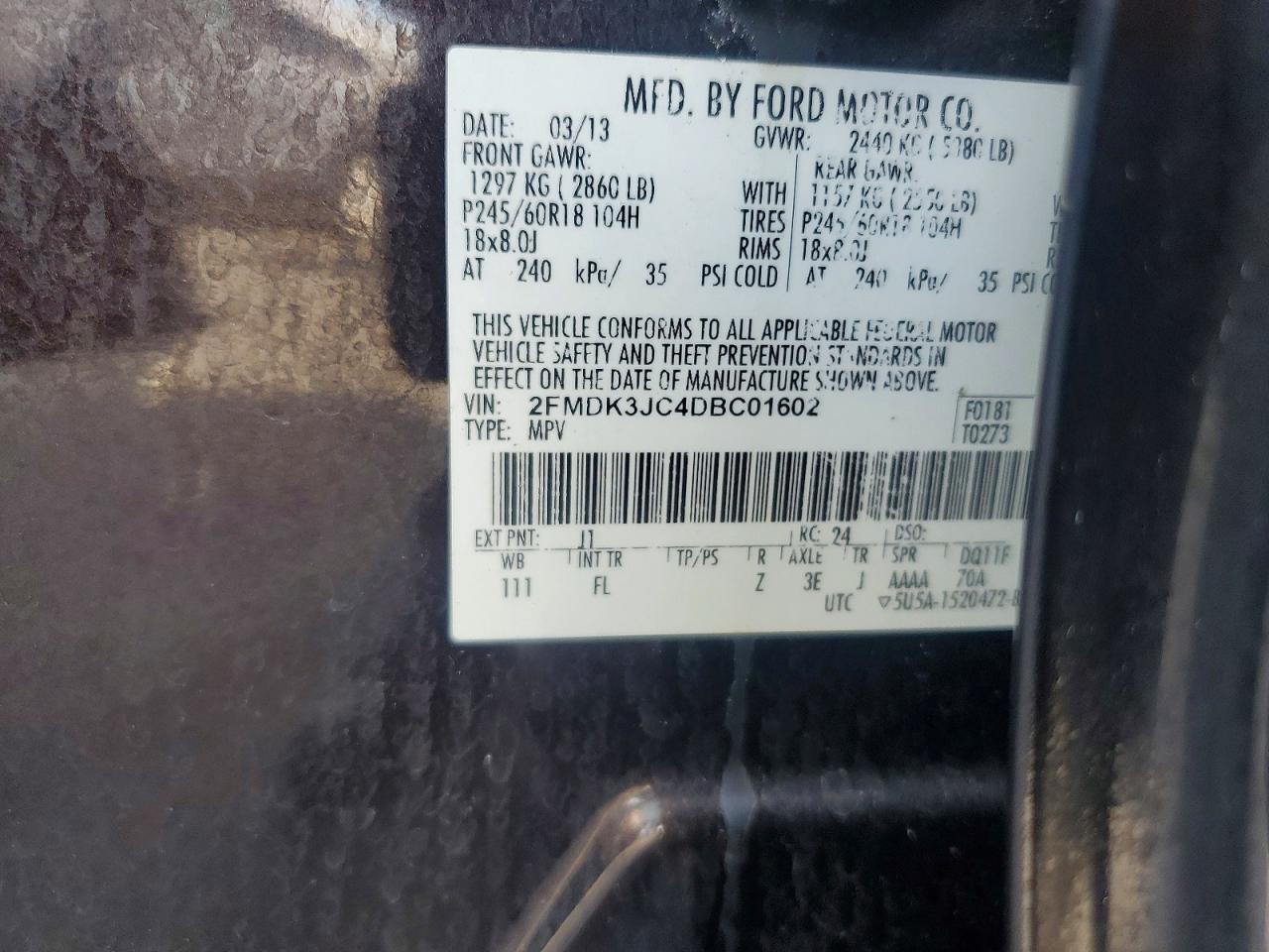 2013 FORD EDGE SEL photo 25