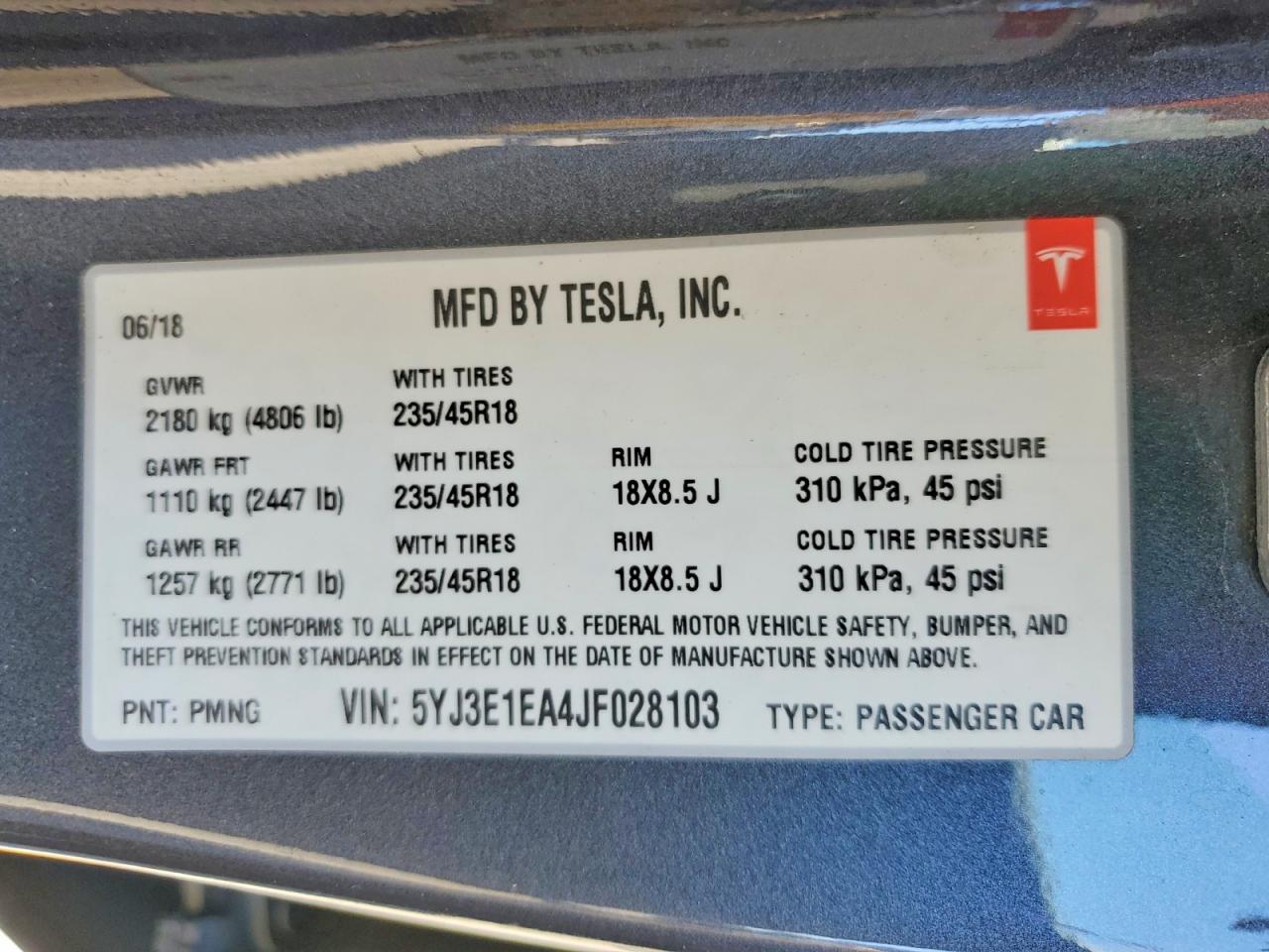 2018 TESLA MODEL 3 photo 23