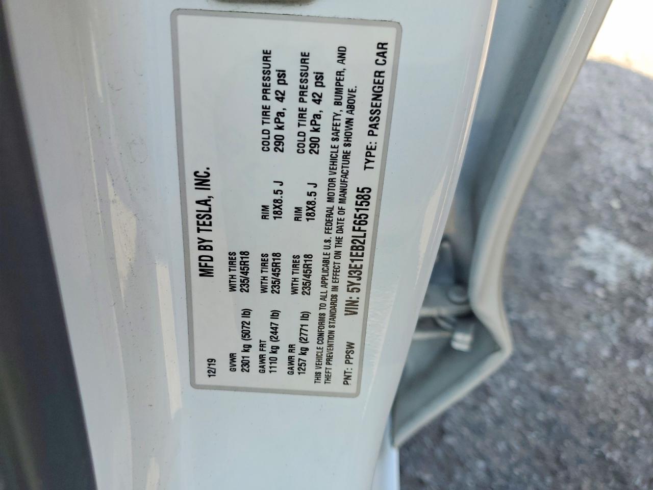 2020 TESLA MODEL 3 photo 12