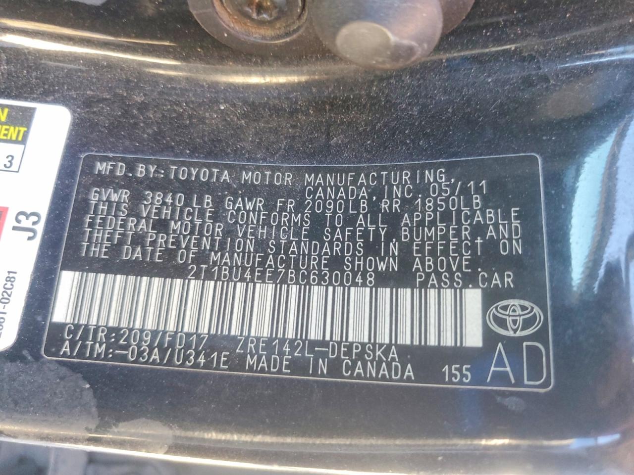 2011 TOYOTA COROLLA S photo 12