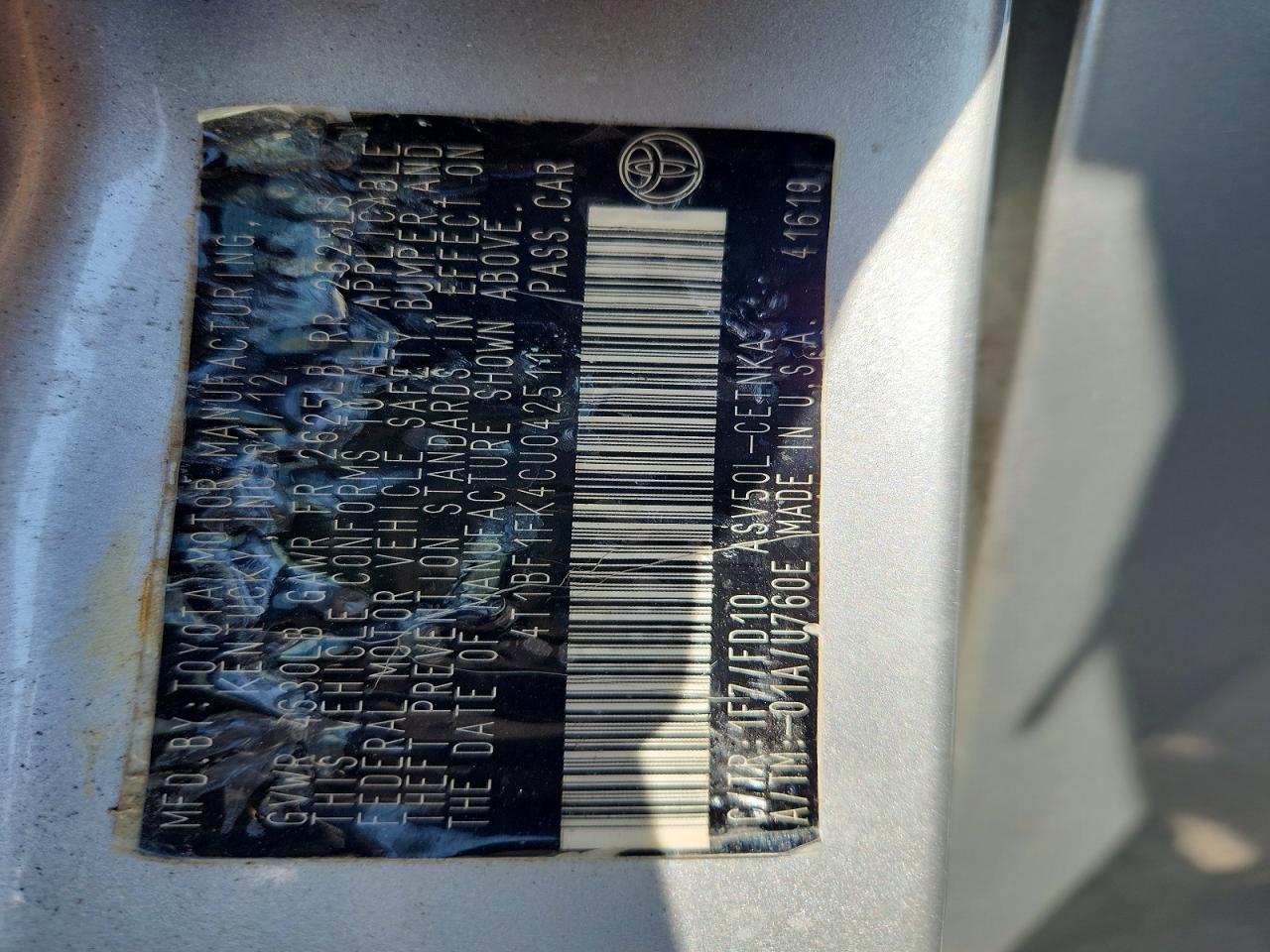 2012 TOYOTA CAMRY LE photo 37