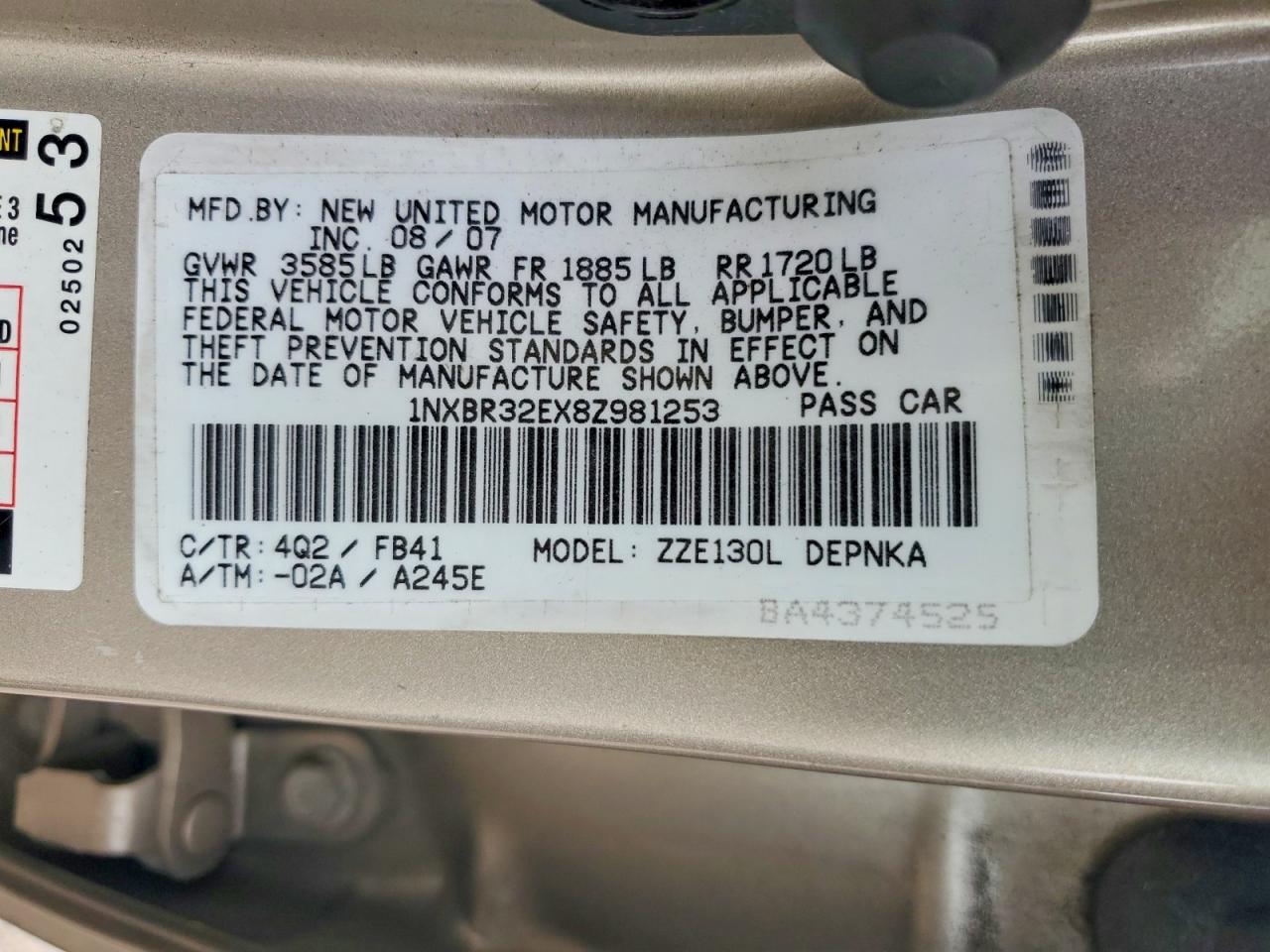 2008 TOYOTA COROLLA LE photo 23