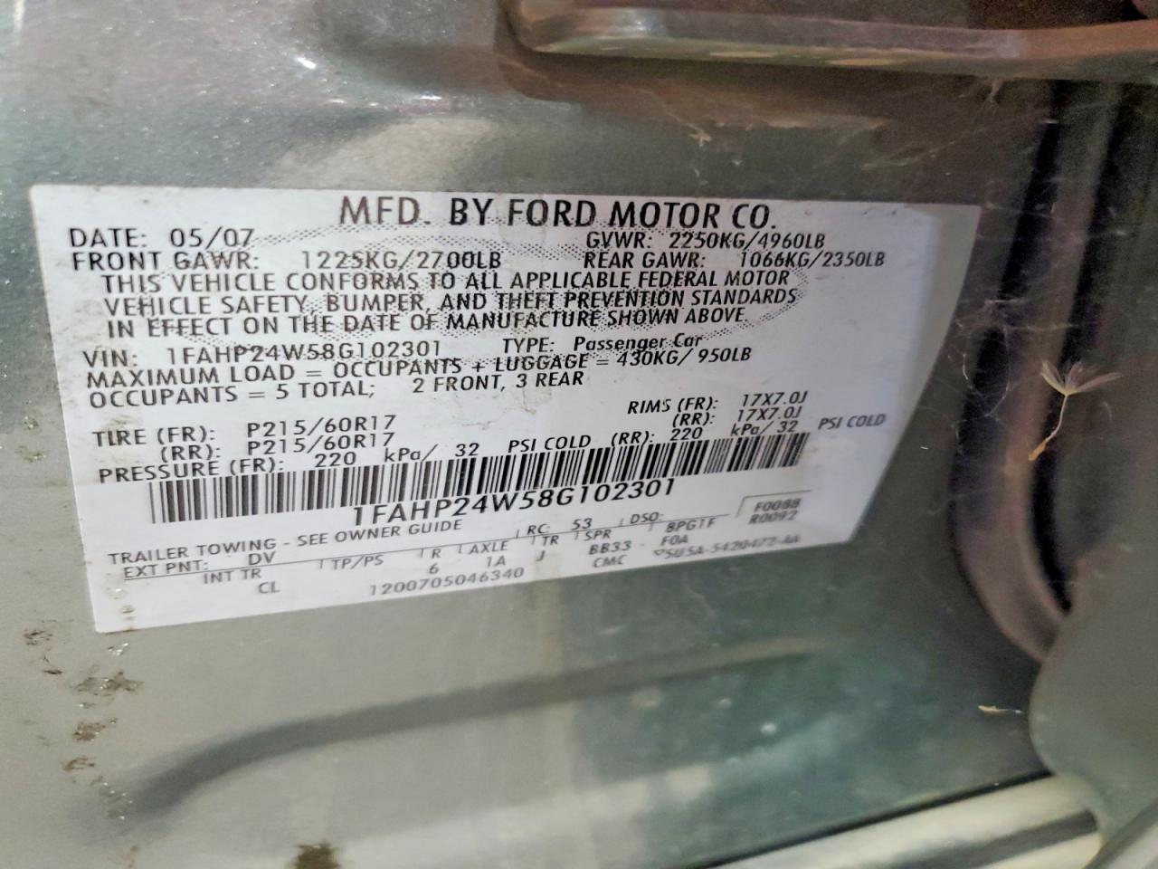 2008 FORD TAURUS SEL photo 23