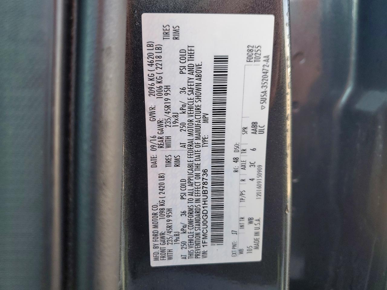 2017 FORD ESCAPE SE photo 14