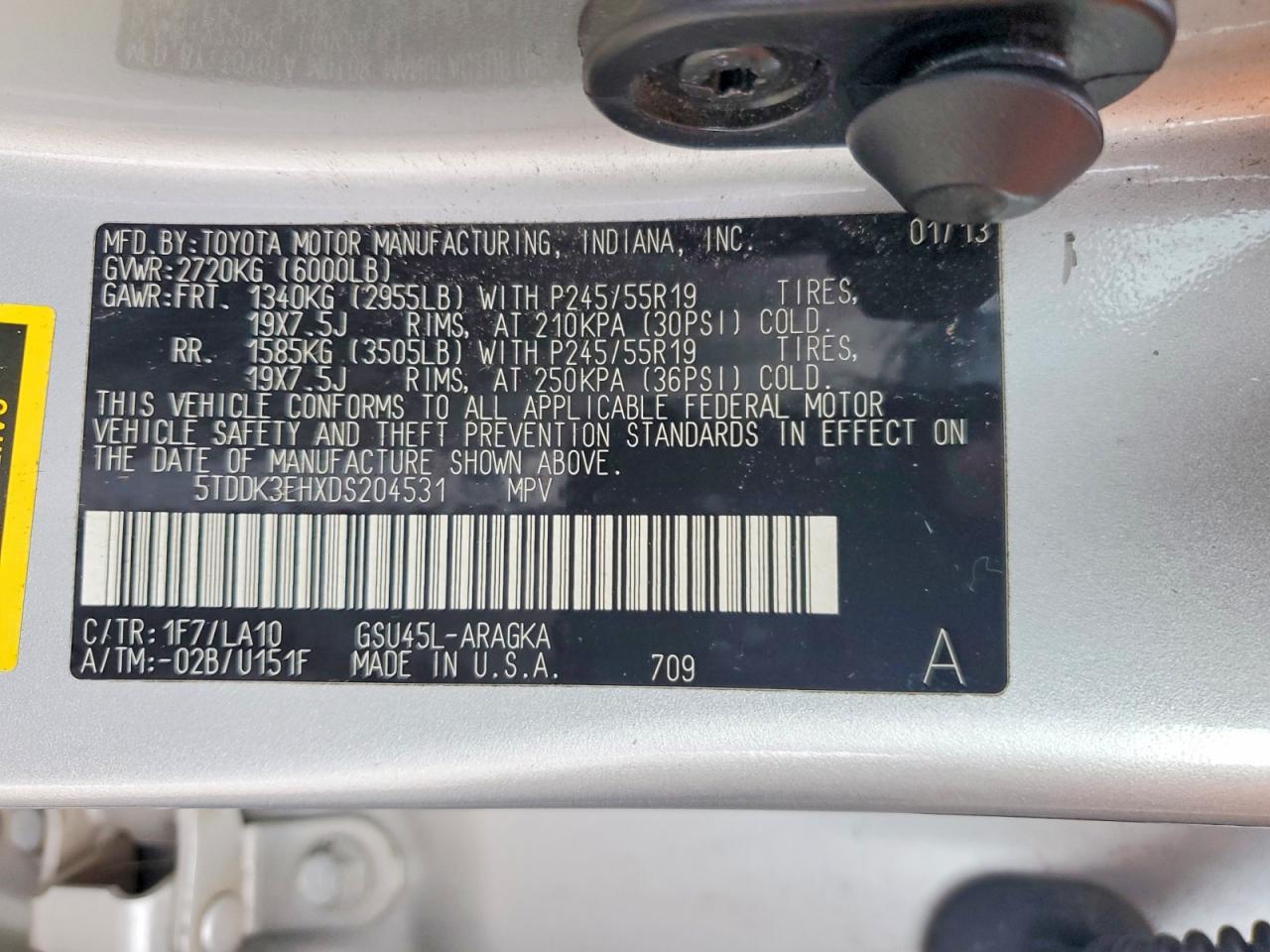 2013 TOYOTA HIGHLANDER LIMITED photo 12