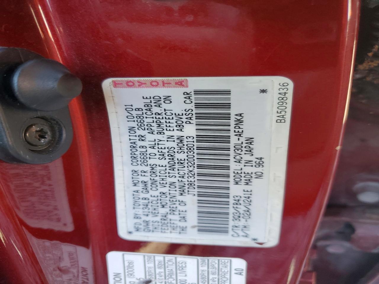 2002 TOYOTA CAMRY LE photo 37