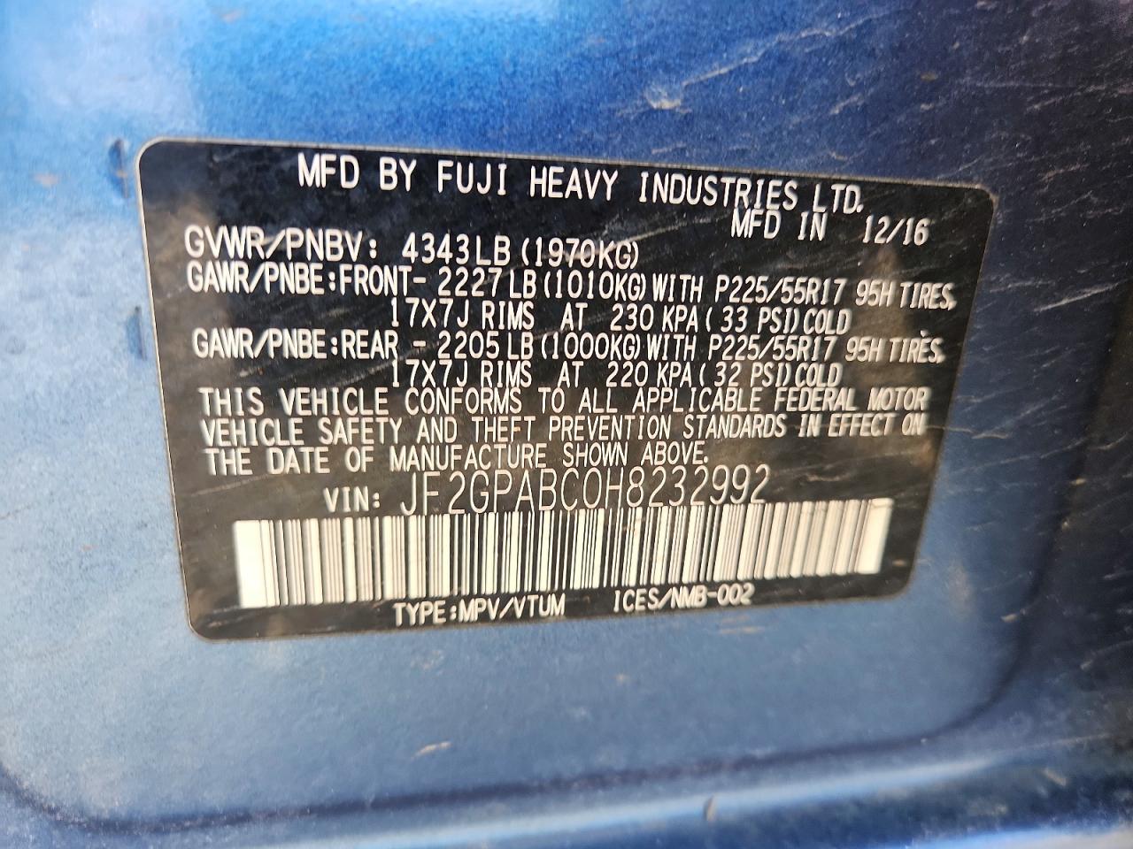 2017 SUBARU CROSSTREK PREMIUM photo 25