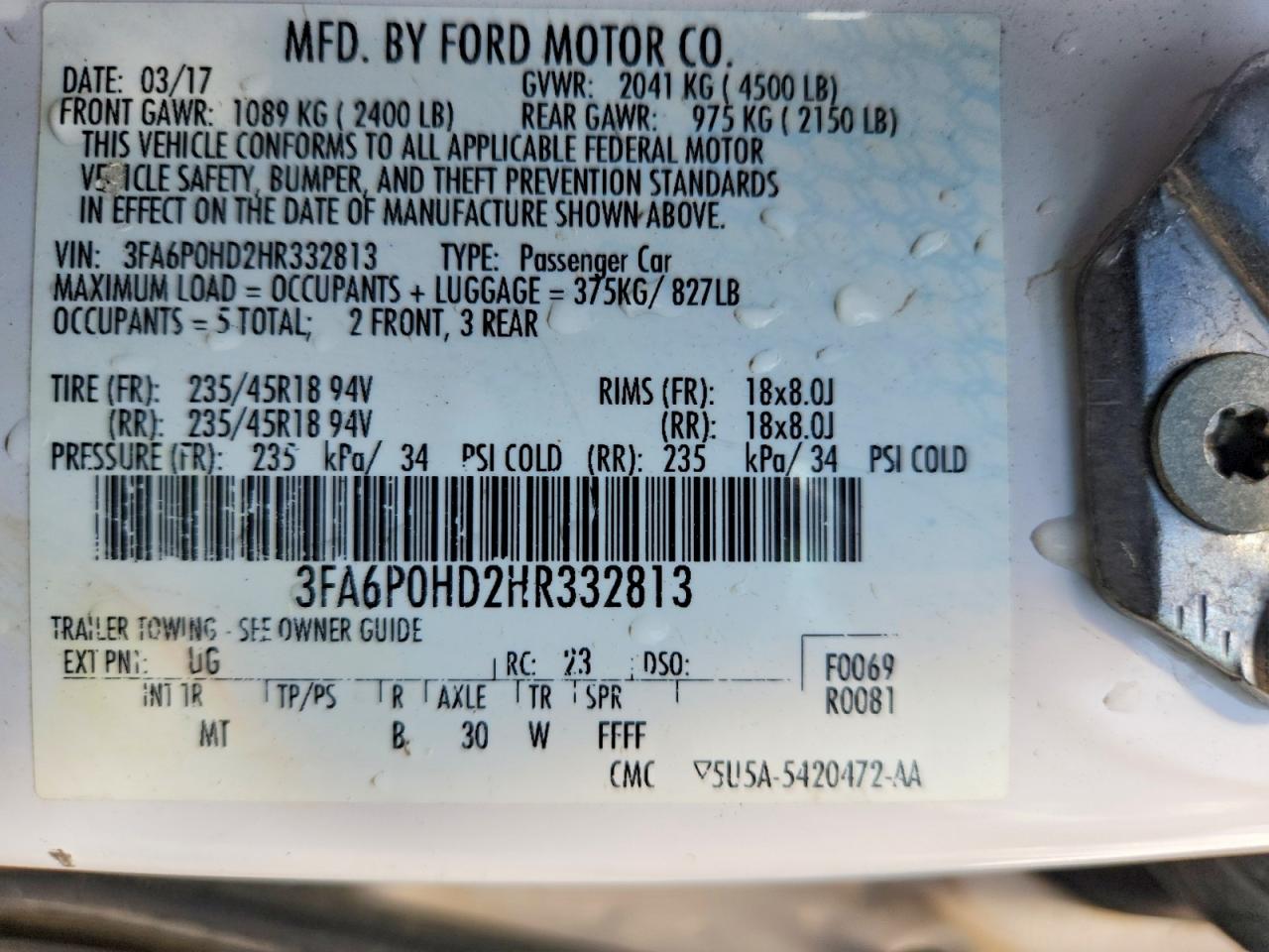 2017 FORD FUSION SE photo 23