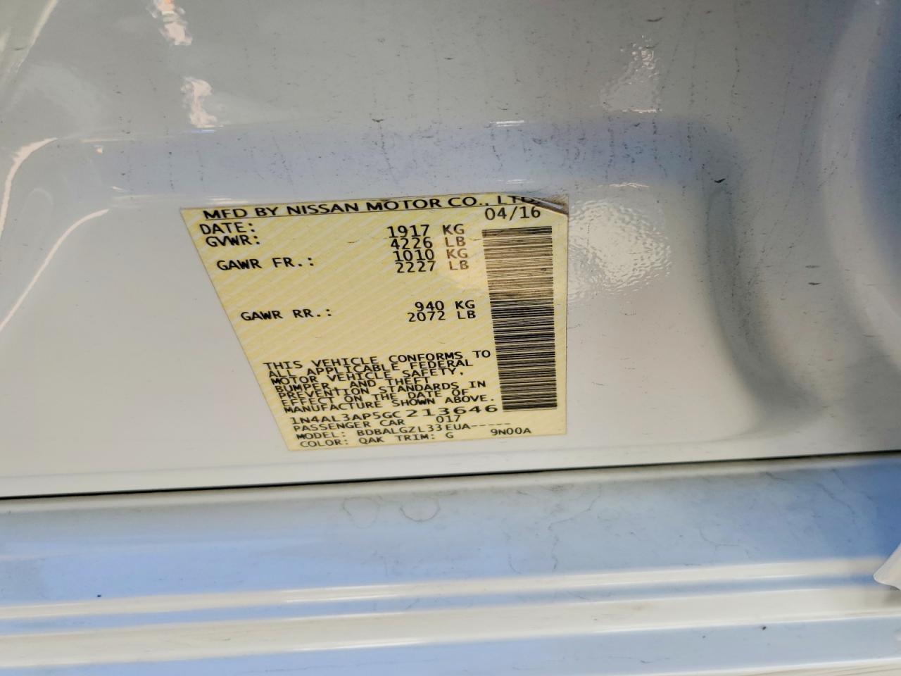 2016 NISSAN ALTIMA 2.5 S photo 25