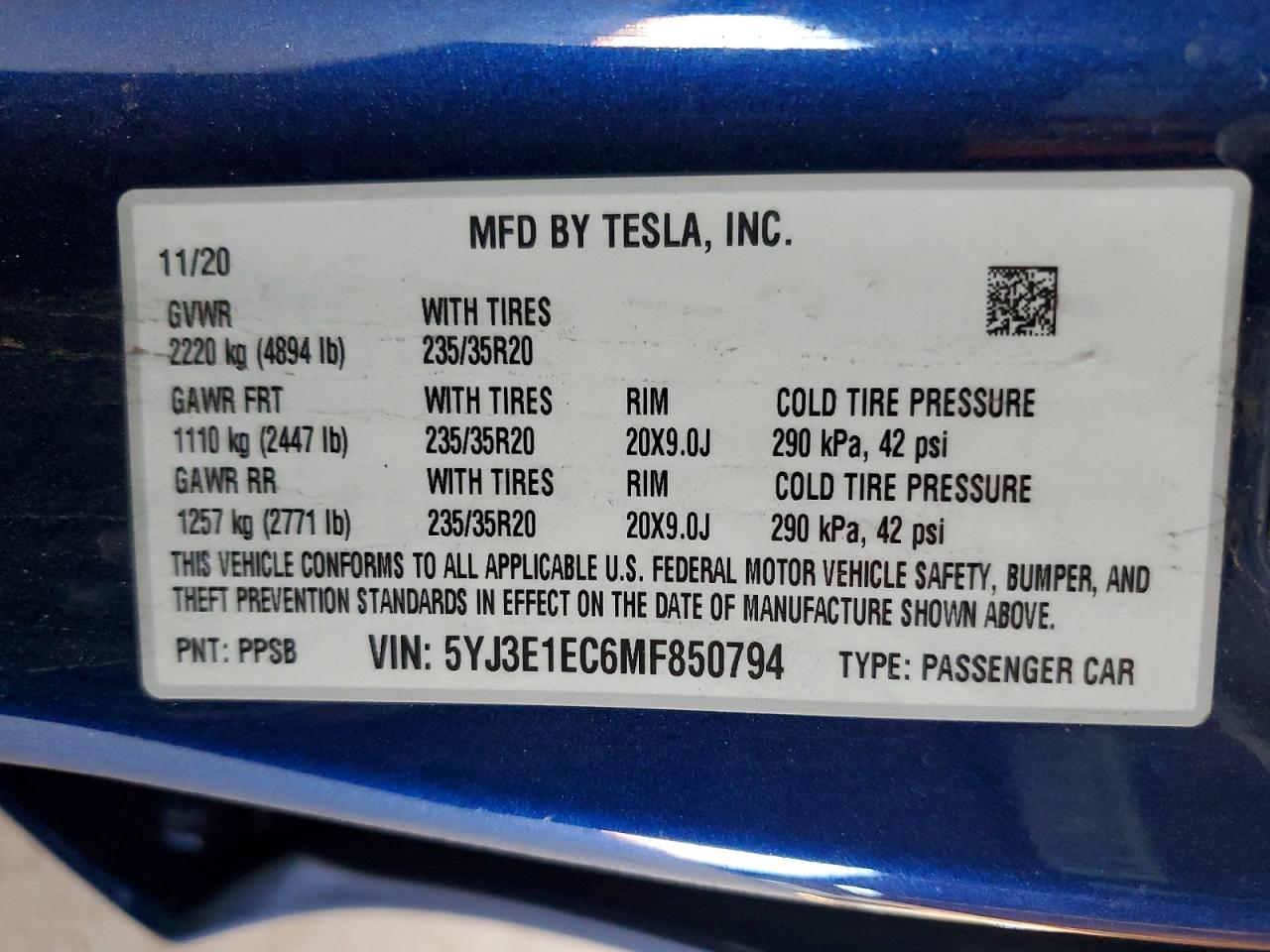 2021 TESLA MODEL 3 photo 12