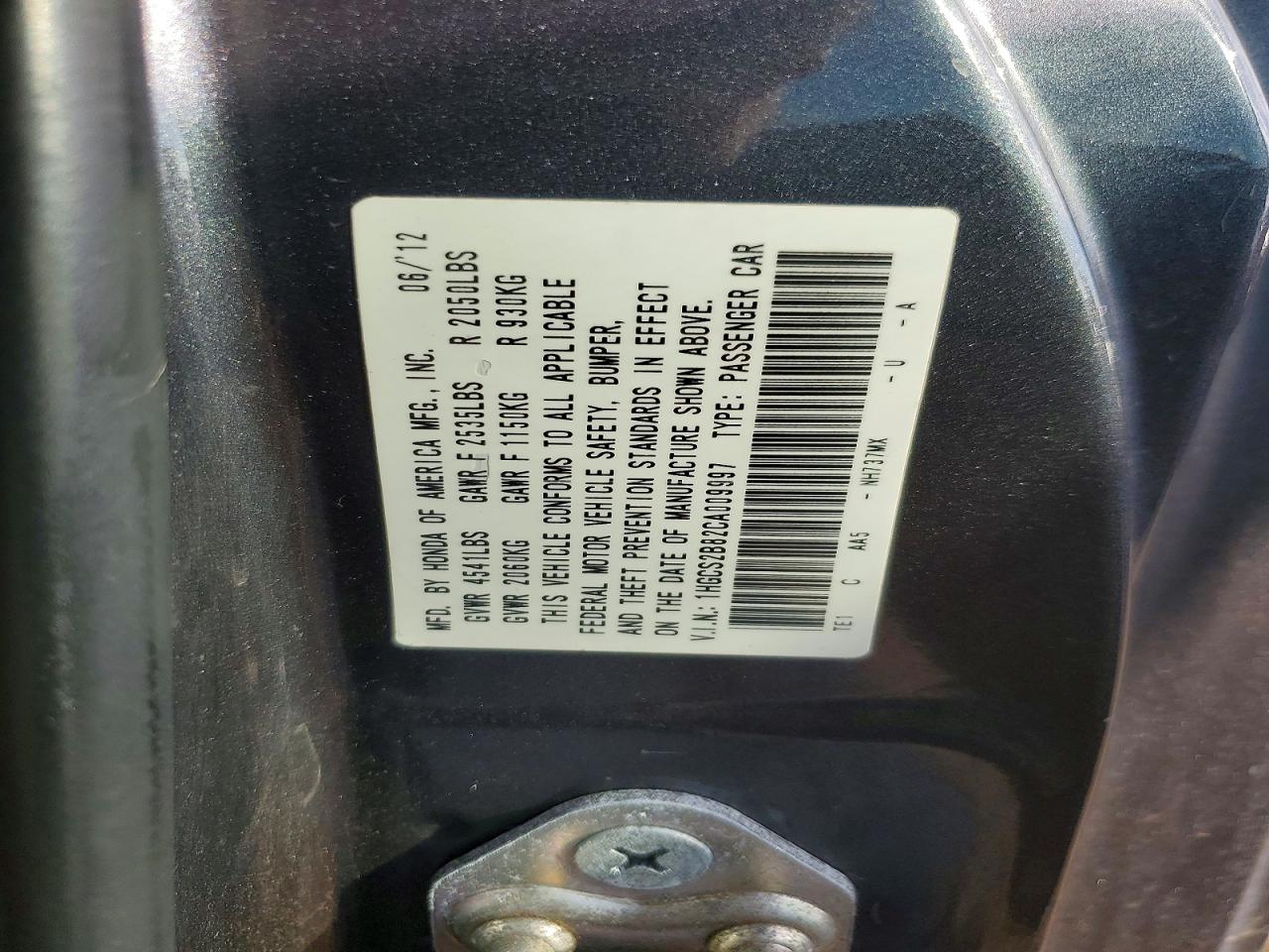 2012 HONDA ACCORD EXL photo 23