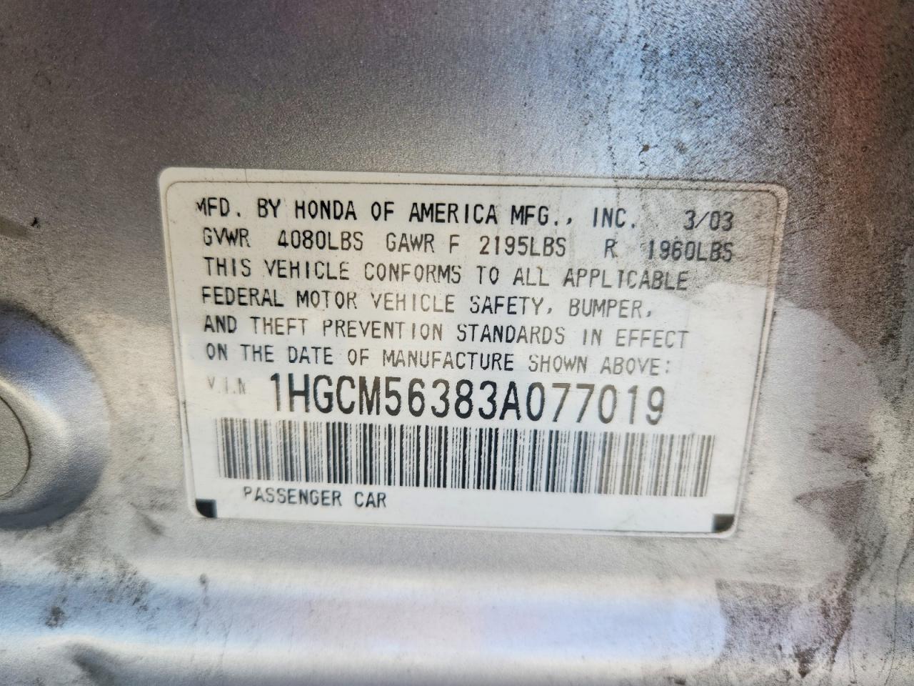 2003 HONDA ACCORD LX photo 37
