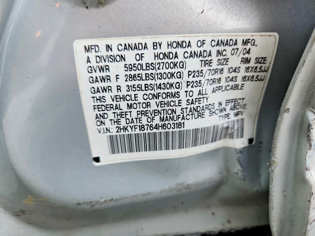 2004 HONDA PILOT EXL photo 37
