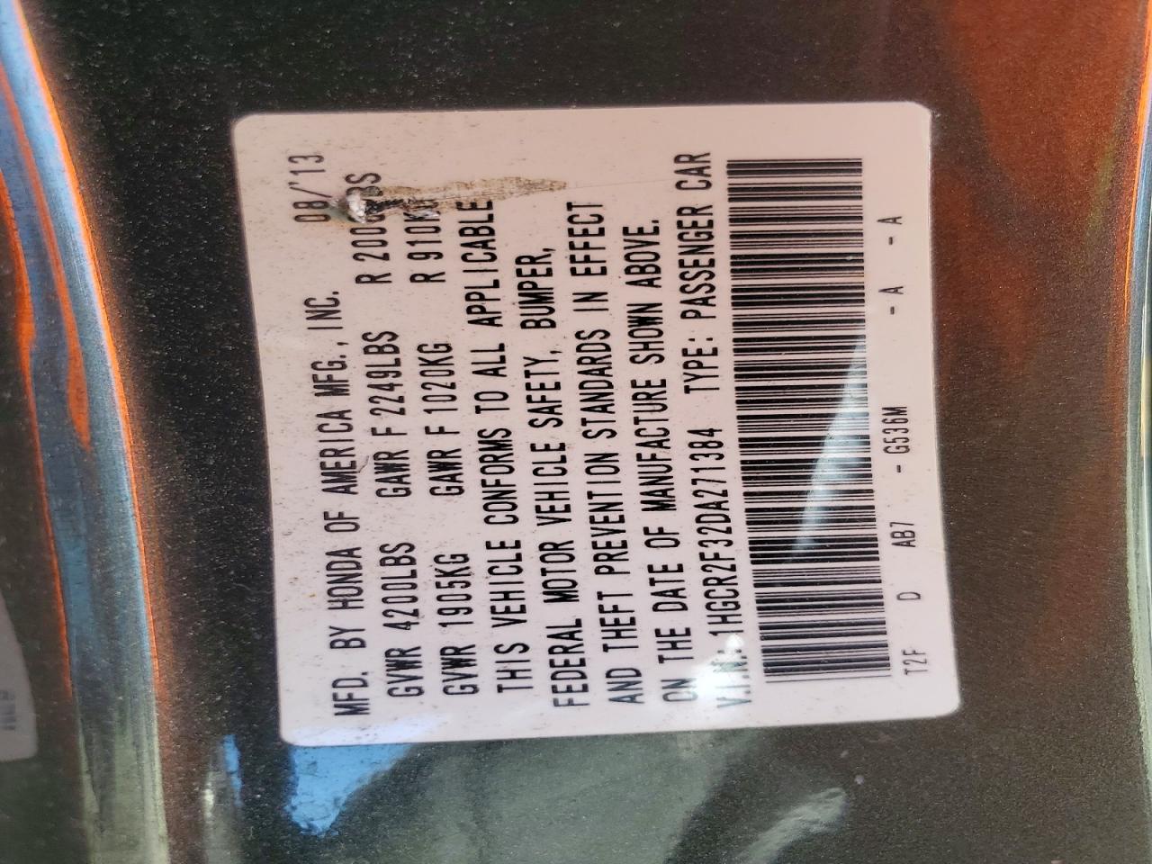 2013 HONDA ACCORD LX photo 34