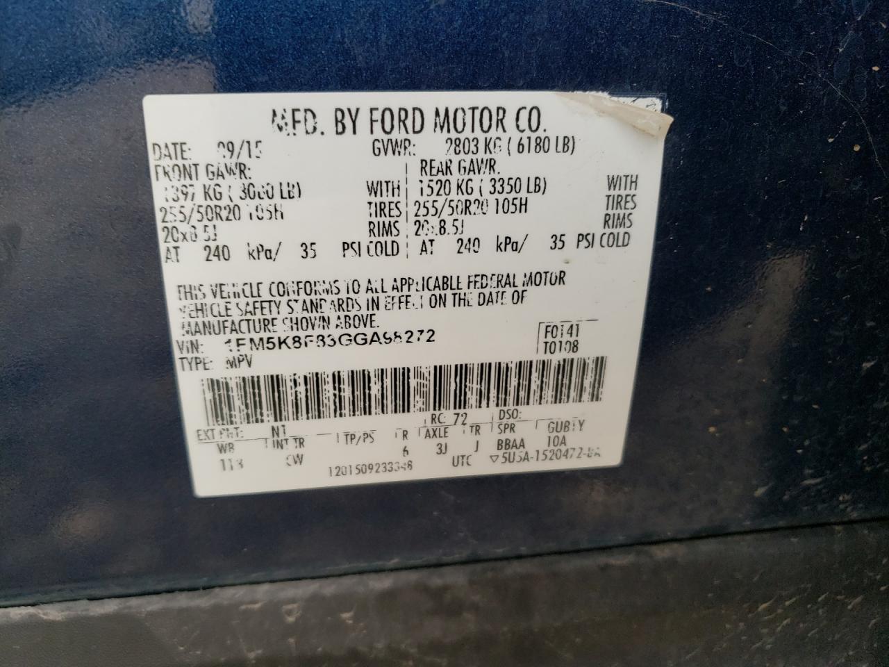 2016 FORD EXPLORER LIMITED photo 34