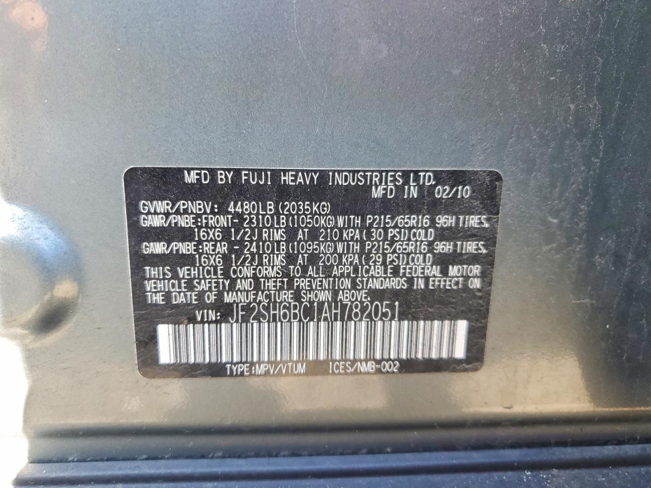 2010 SUBARU FORESTER XS photo 13