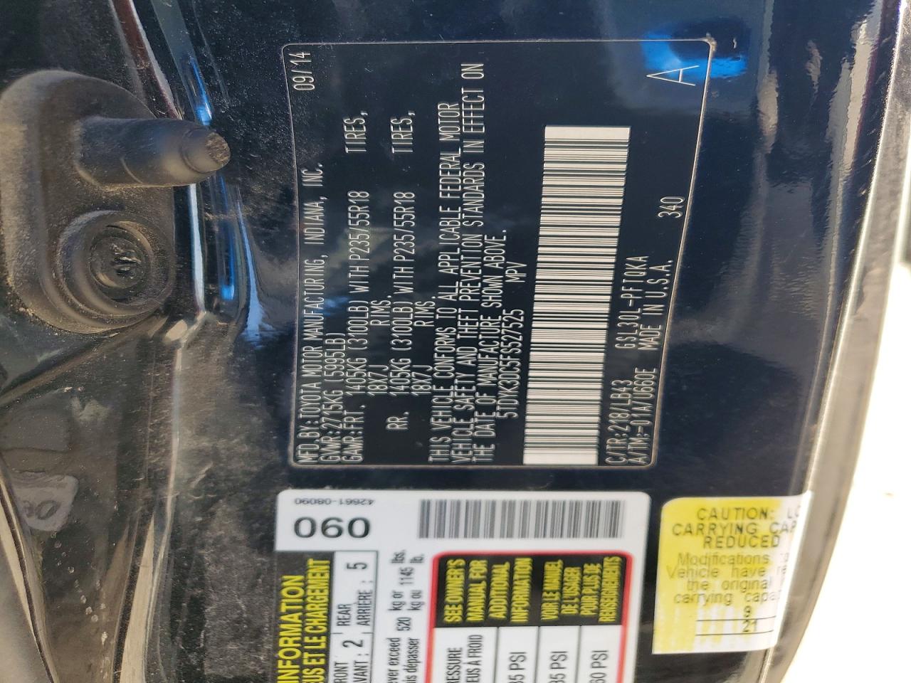 2015 TOYOTA SIENNA LIMITED 7-PASSENGER photo 25
