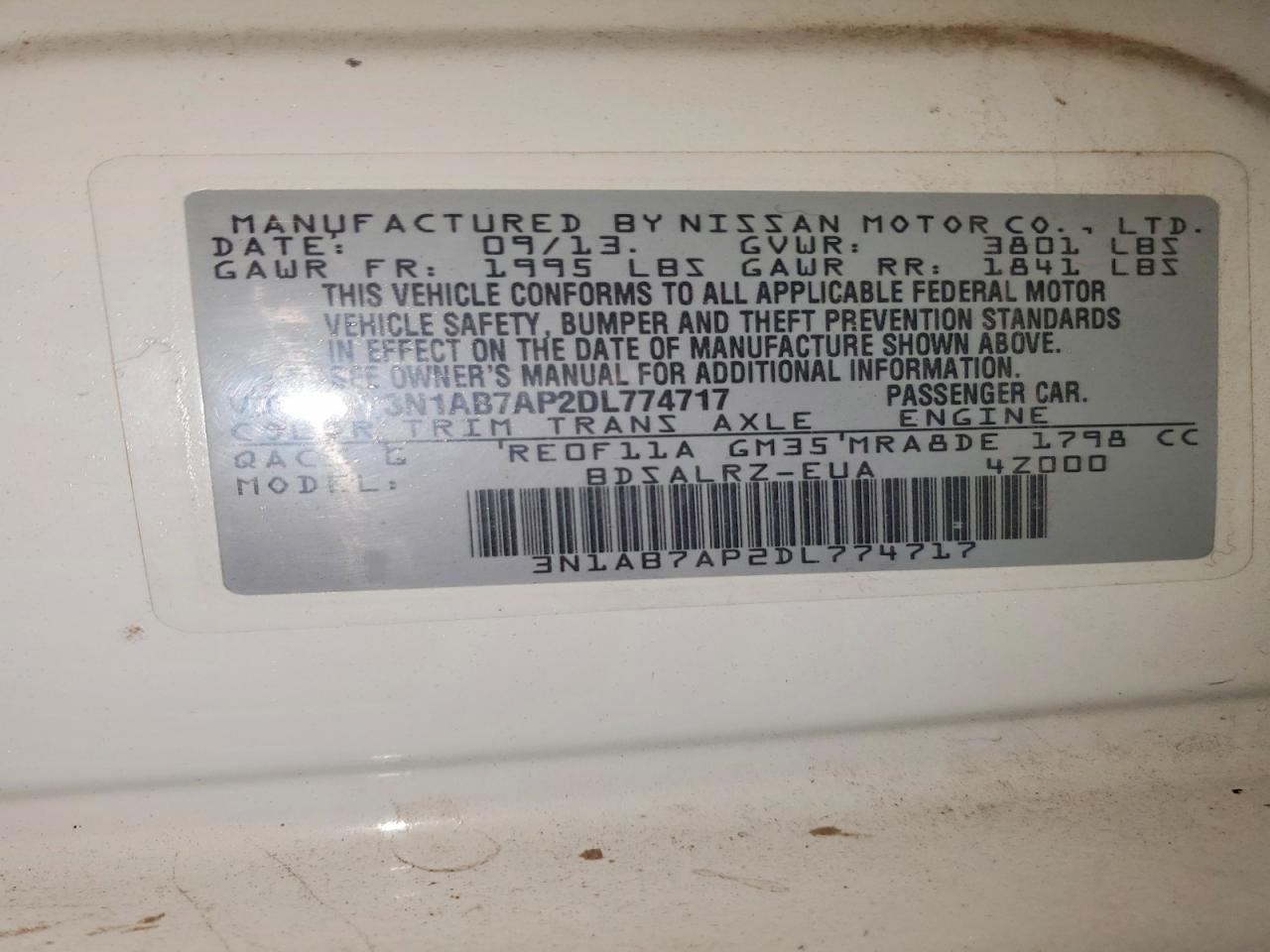 2013 NISSAN SENTRA S photo 13