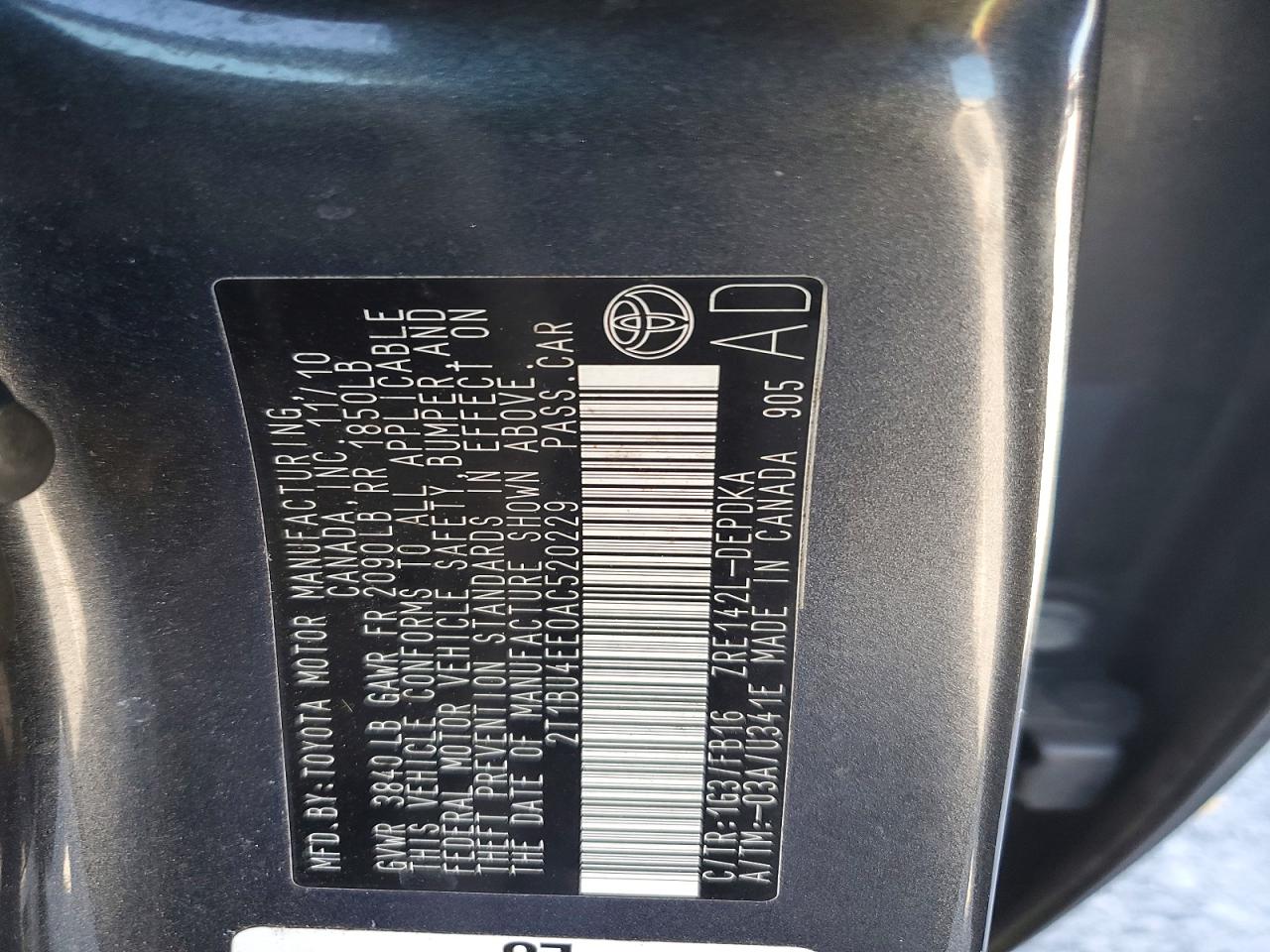2010 TOYOTA COROLLA BASE photo 12