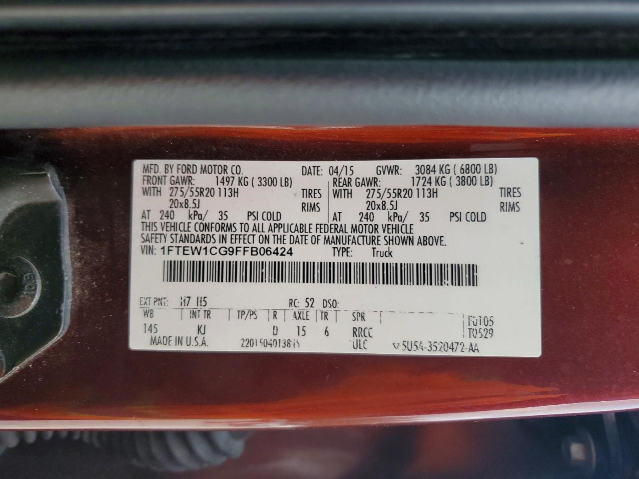 2015 FORD F150 SUPERCREW photo 34
