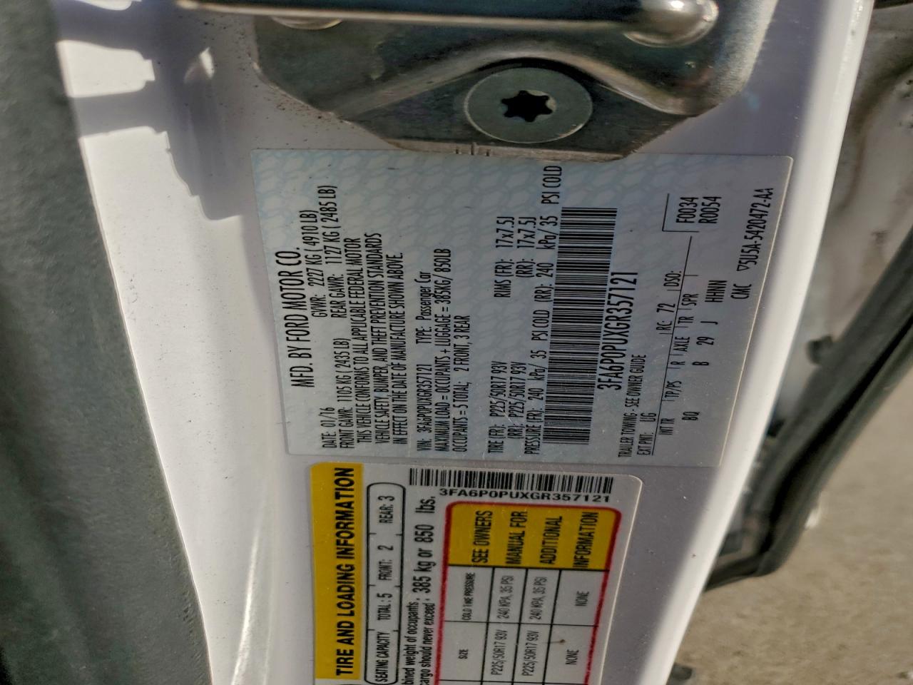 2016 FORD FUSION SE PHEV photo 12